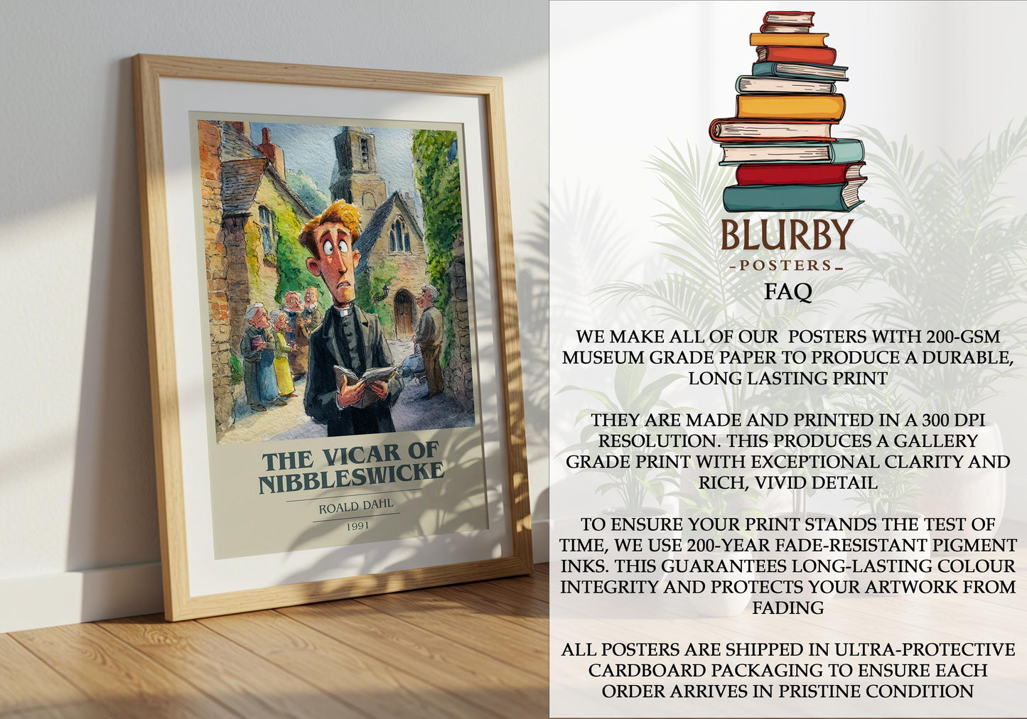 The Vicar Of Nibbleswicke by Roald Dahl | Book Poster | Literary Art Gift For Book Lover | Novel Inspired Wall Art | Free Delivery