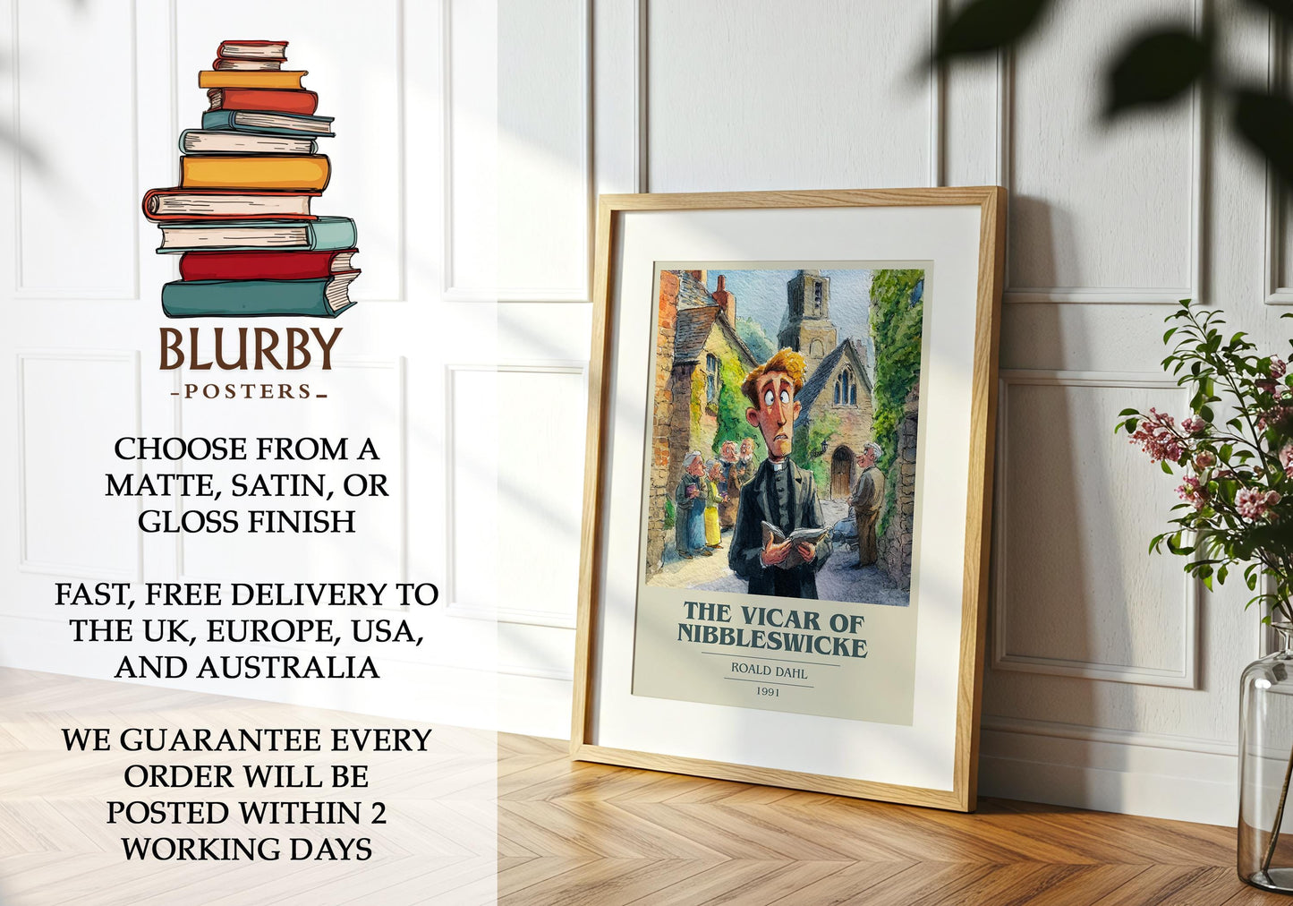 The Vicar Of Nibbleswicke by Roald Dahl | Book Poster | Literary Art Gift For Book Lover | Novel Inspired Wall Art | Free Delivery
