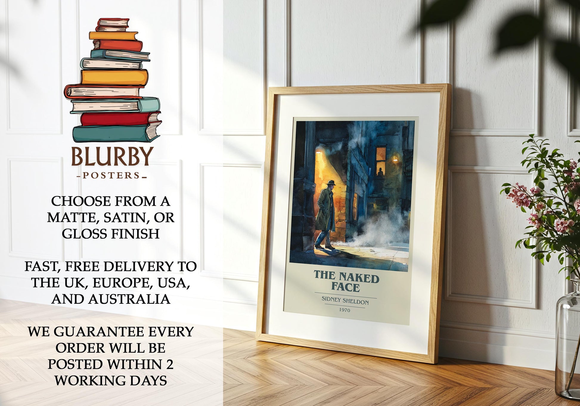 The Naked Face by Sidney Sheldon | Book Poster | Literary Art Gift For Book Lover | Novel Inspired Wall Art | Free Delivery