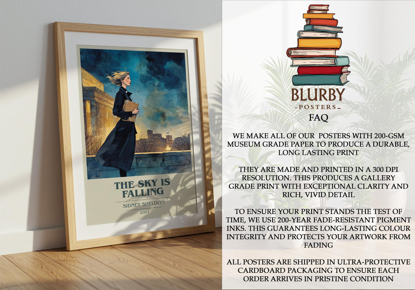 The Sky Is Falling by Sidney Sheldon | Book Poster | Literary Art Gift For Book Lover | Novel Inspired Wall Art | Free Delivery