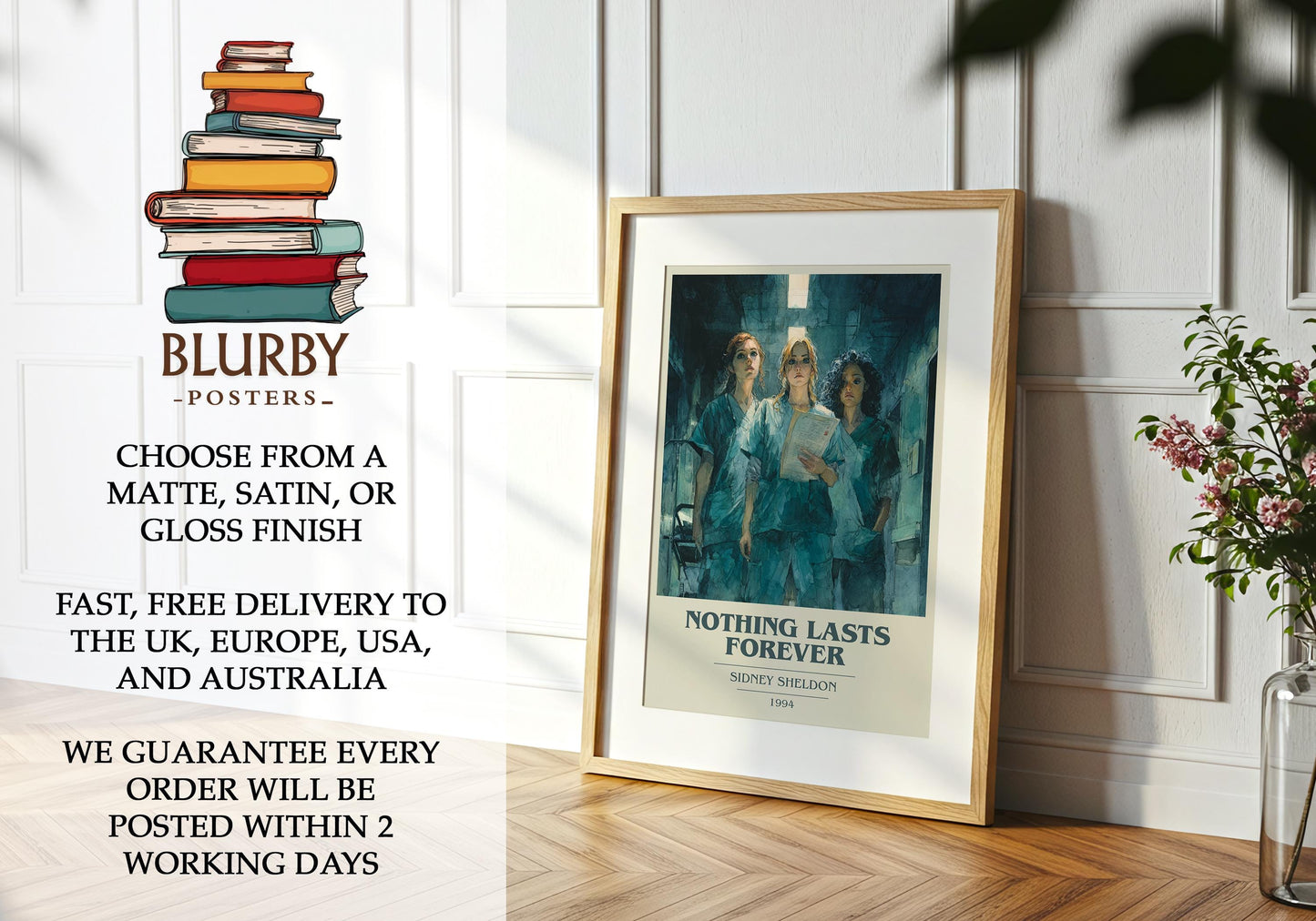 Nothing Lasts Forever by Sidney Sheldon | Book Poster | Literary Art Gift For Book Lover | Novel Inspired Wall Art | Free Delivery