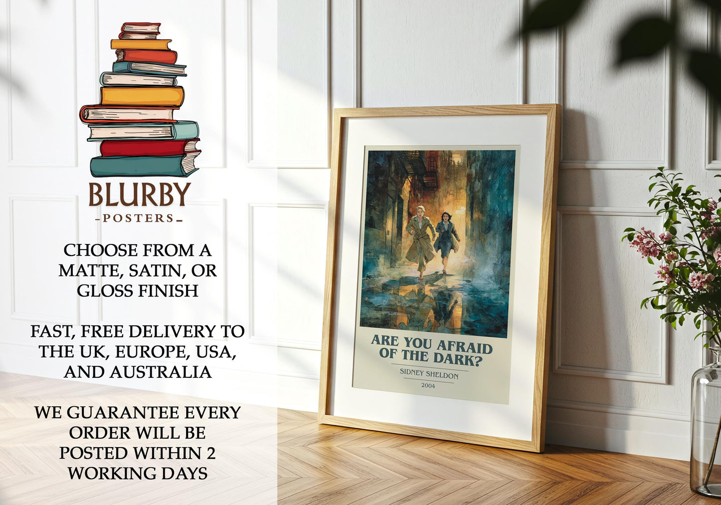 Are You Afraid Of The Dark? by Sidney Sheldon | Book Poster | Literary Art Gift For Book Lover | Novel Inspired Wall Art | Free Delivery