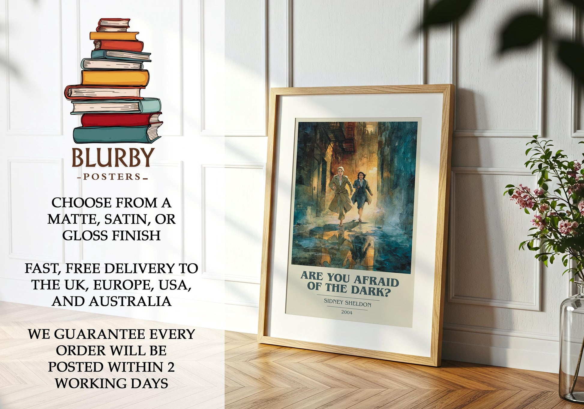 Are You Afraid Of The Dark? by Sidney Sheldon | Book Poster | Literary Art Gift For Book Lover | Novel Inspired Wall Art | Free Delivery