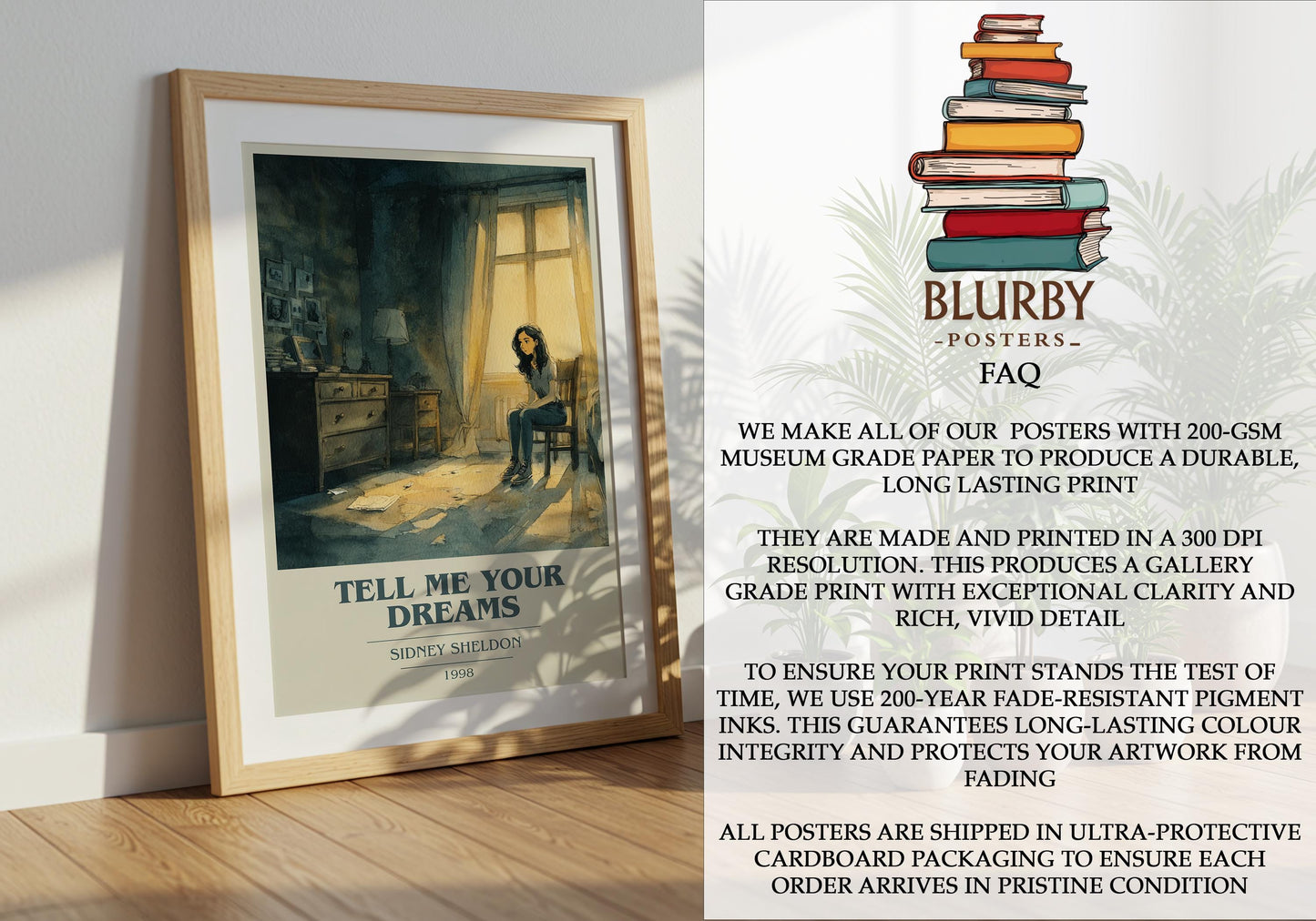 Tell Me Your Dreams by Sidney Sheldon | Book Poster | Literary Art Gift For Book Lover | Novel Inspired Wall Art | Free Delivery