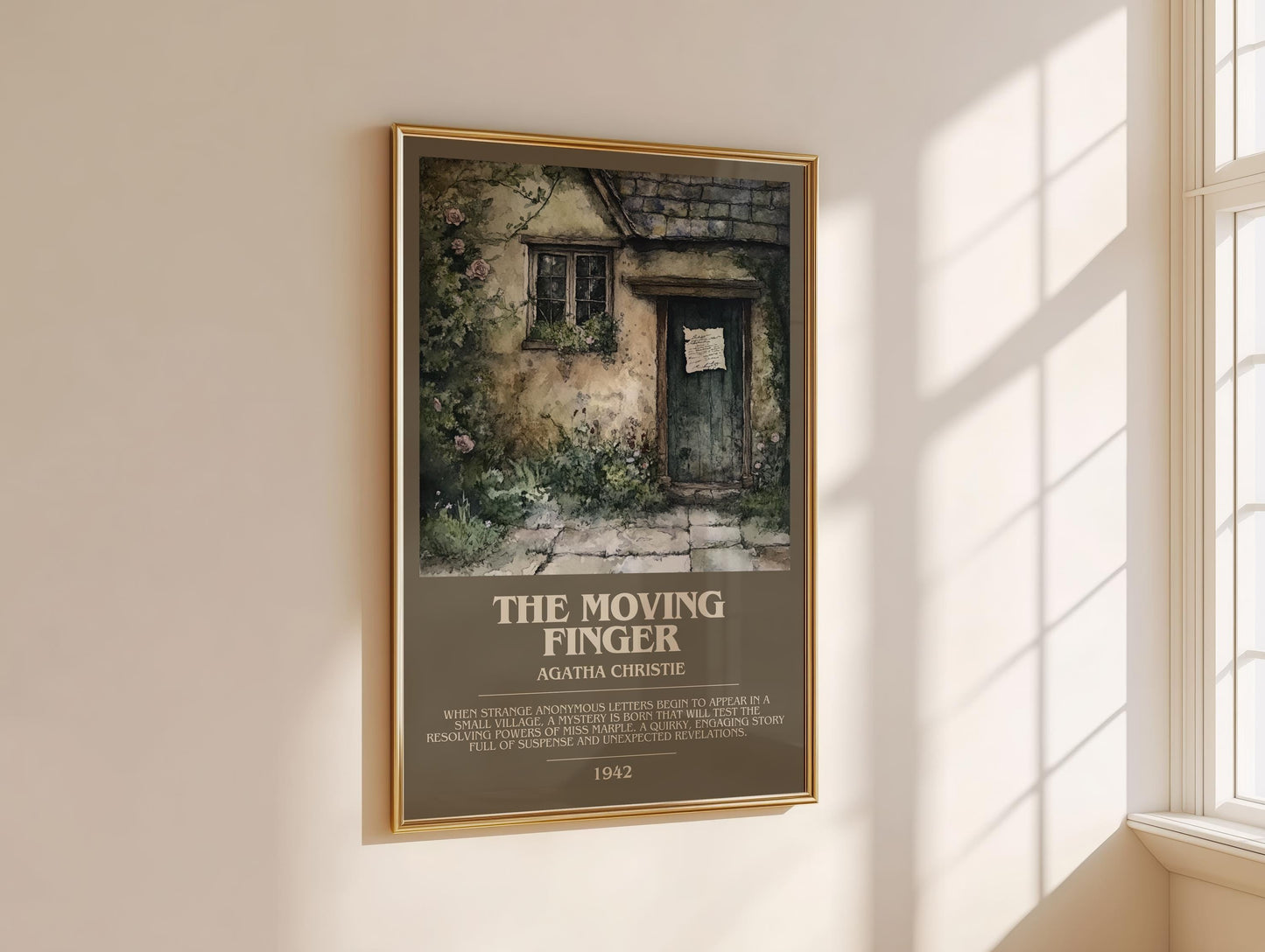 The Moving Finger bookish book poster framed on wall – mystery wall art