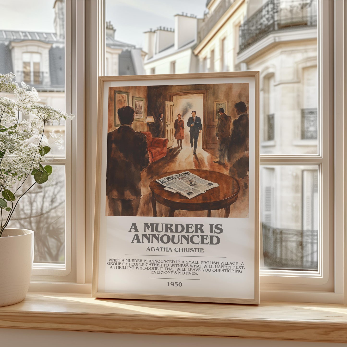 A Murder Is Announced by Agatha Christie | Descriptive Modern Book Art | Poster