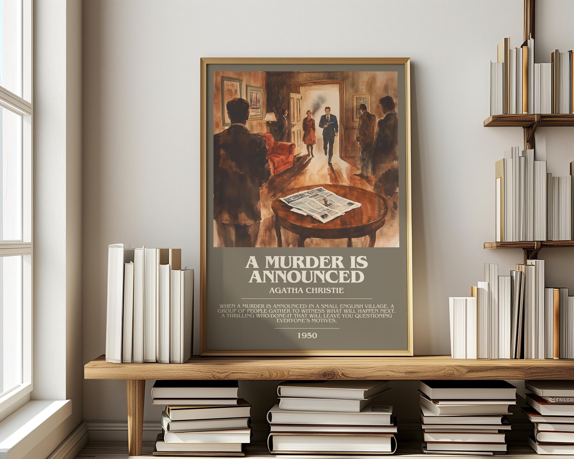 A Murder Is Announced by Agatha Christie | Descriptive Modern Book Art | Poster