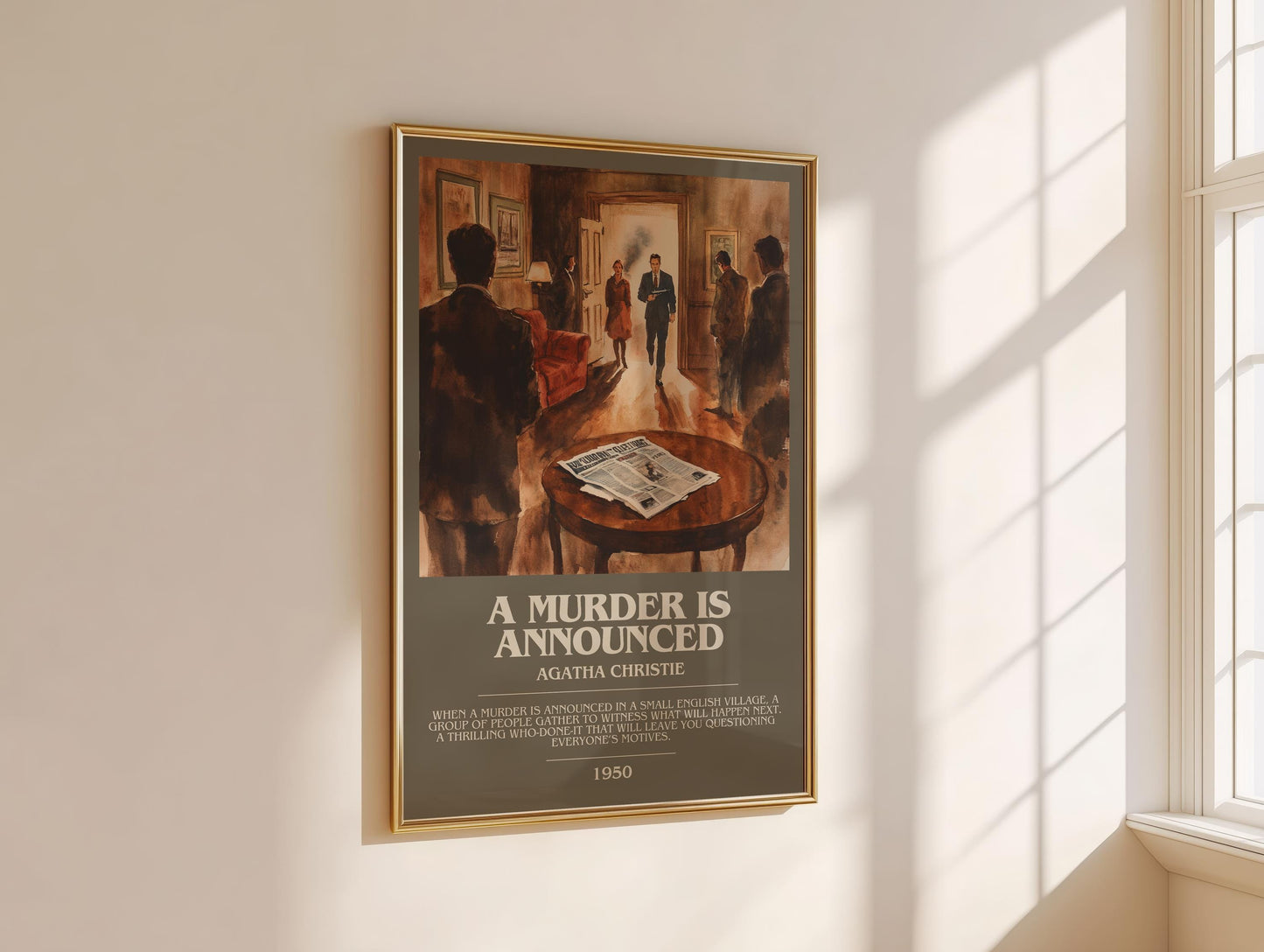 A Murder Is Announced by Agatha Christie | Descriptive Modern Book Art | Poster
