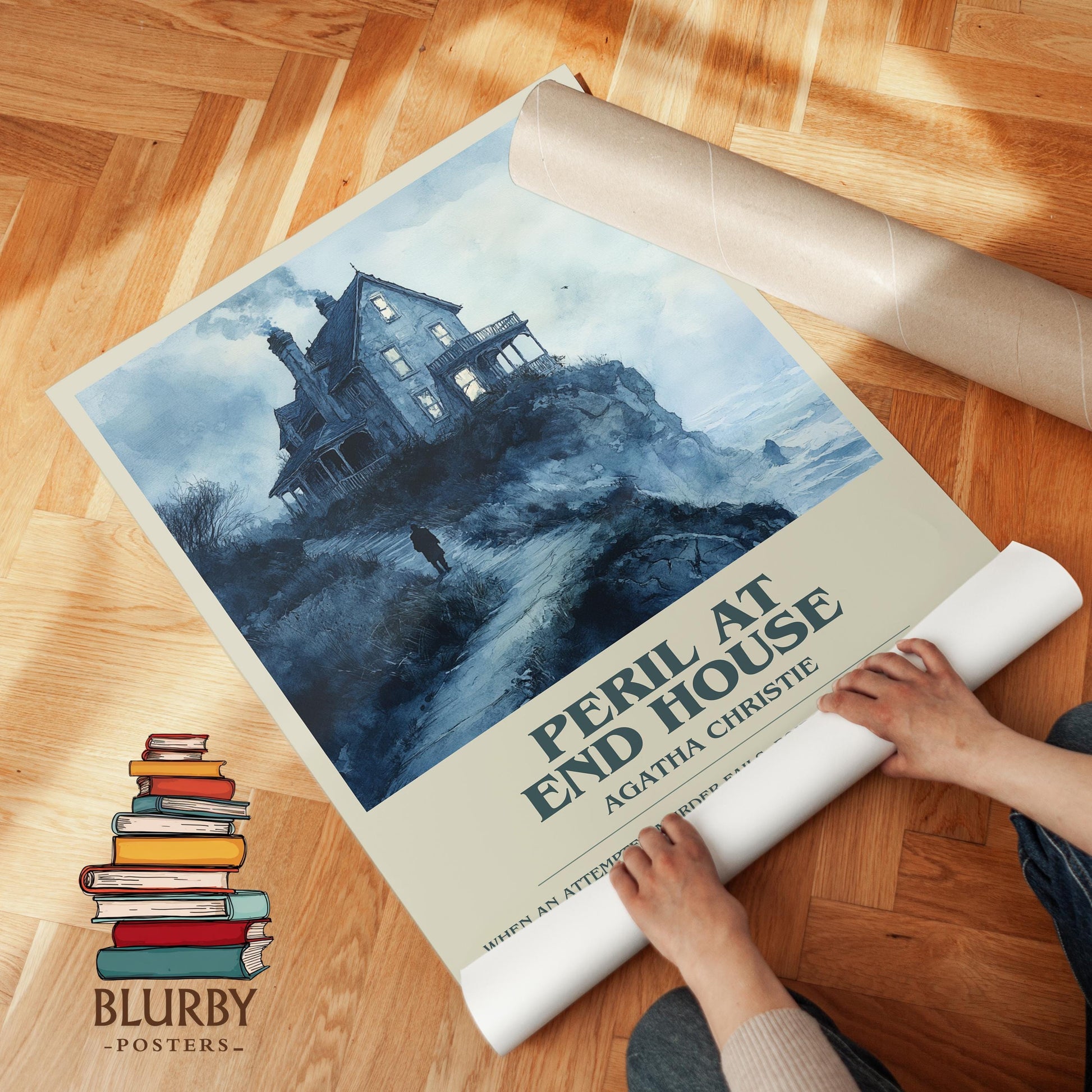 Peril at End House book poster packaging – museum-quality print rolled in protective tube