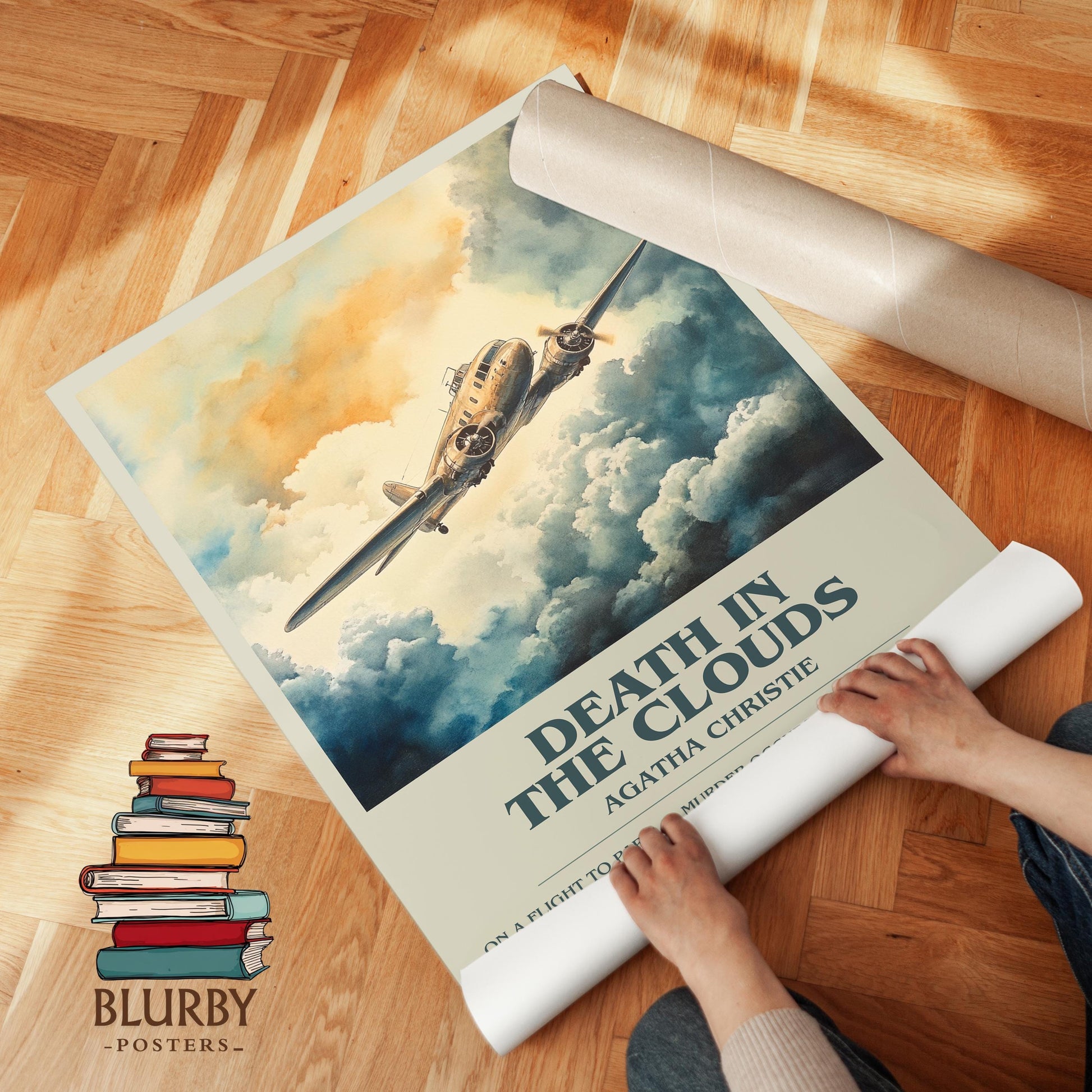 Death in the Clouds book poster packaging – museum-quality print rolled in protective tube