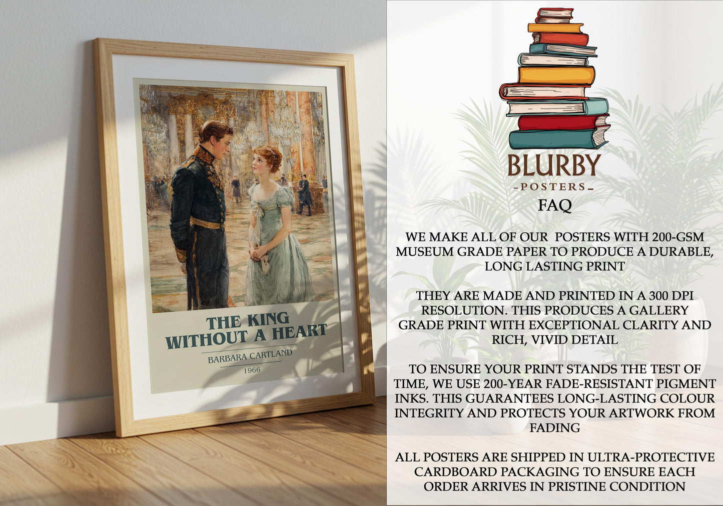 The King Without A Heart by Barbara Cartland | Book Poster | Literary Art Gift For Book Lover | Novel Inspired Wall Art | Free Delivery