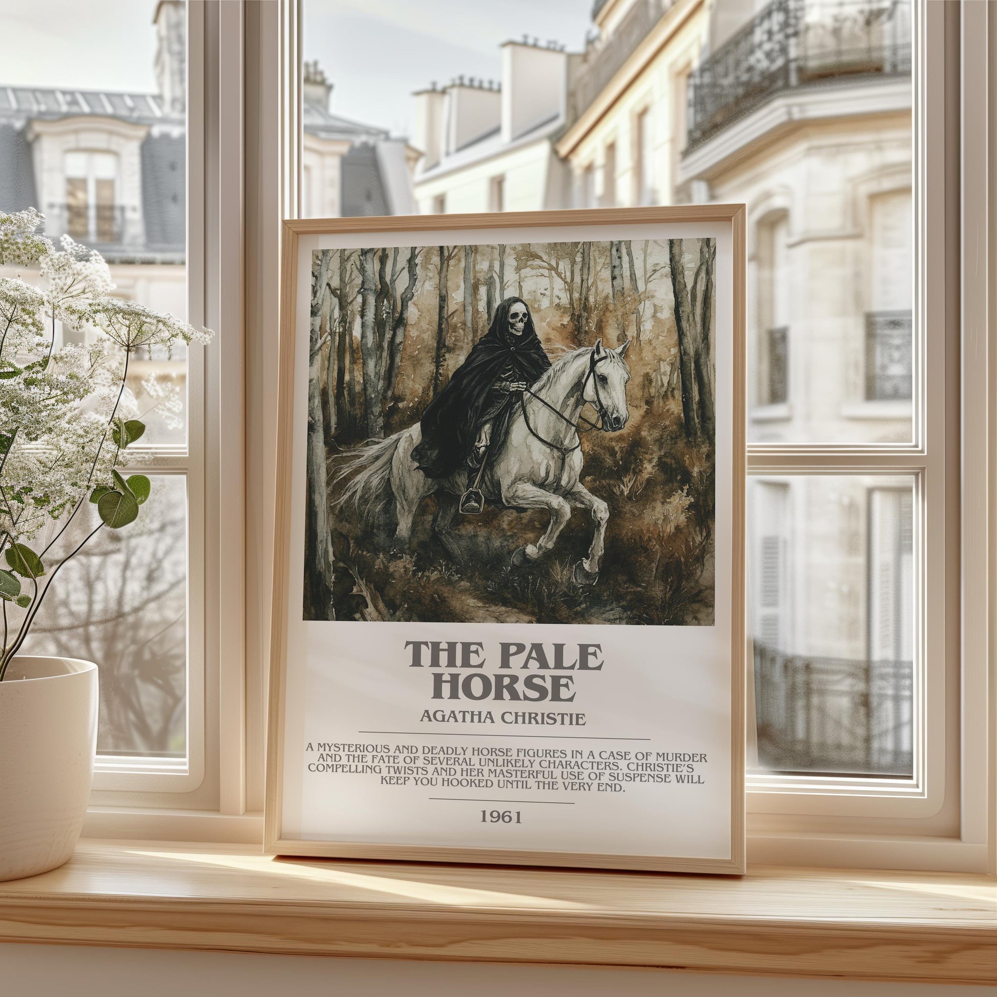 The Pale Horse bookish print framed by window – literary home decor