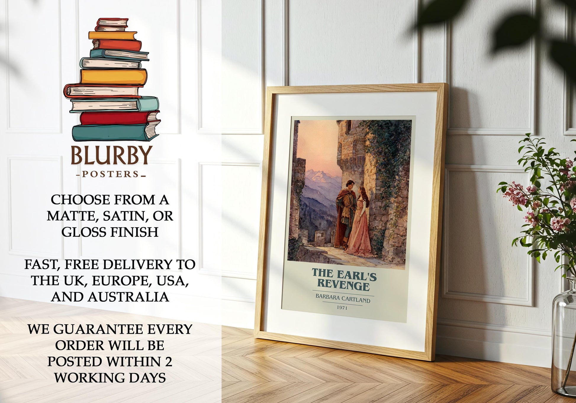 The Earl's Revenge by Barbara Cartland | Book Poster | Literary Art Gift For Book Lover | Novel Inspired Wall Art | Free Delivery