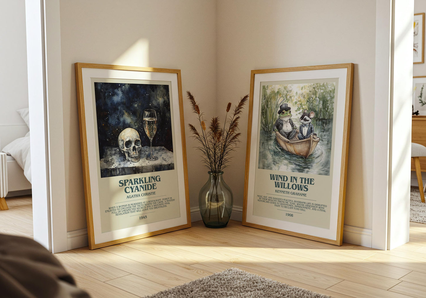Sparkling Cyanide bookish poster paired in gallery wall – literary art prints