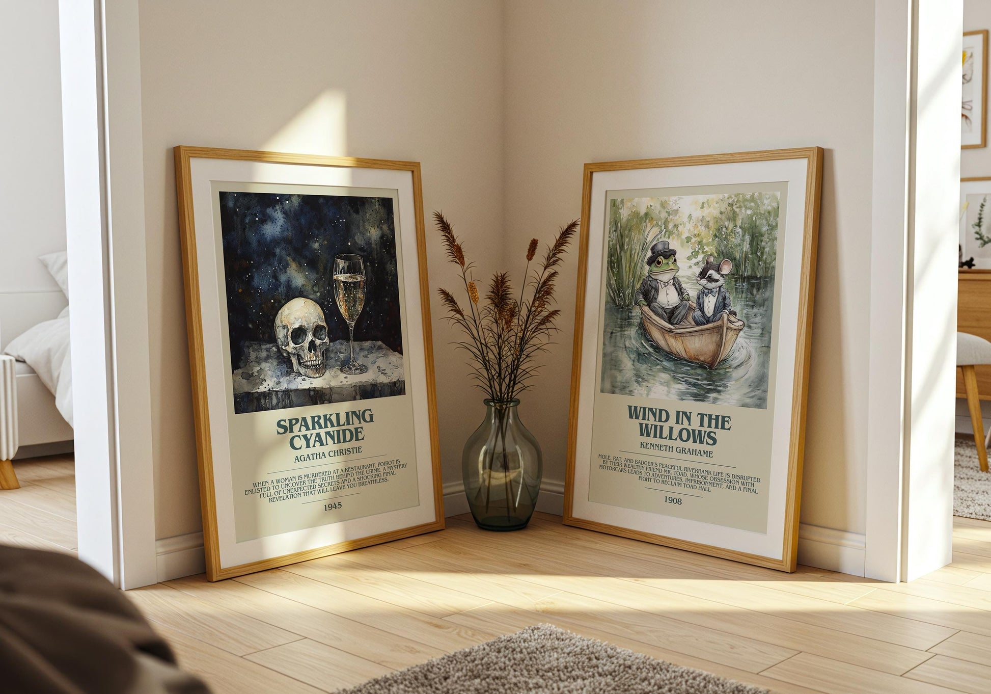 Sparkling Cyanide bookish poster paired in gallery wall – literary art prints