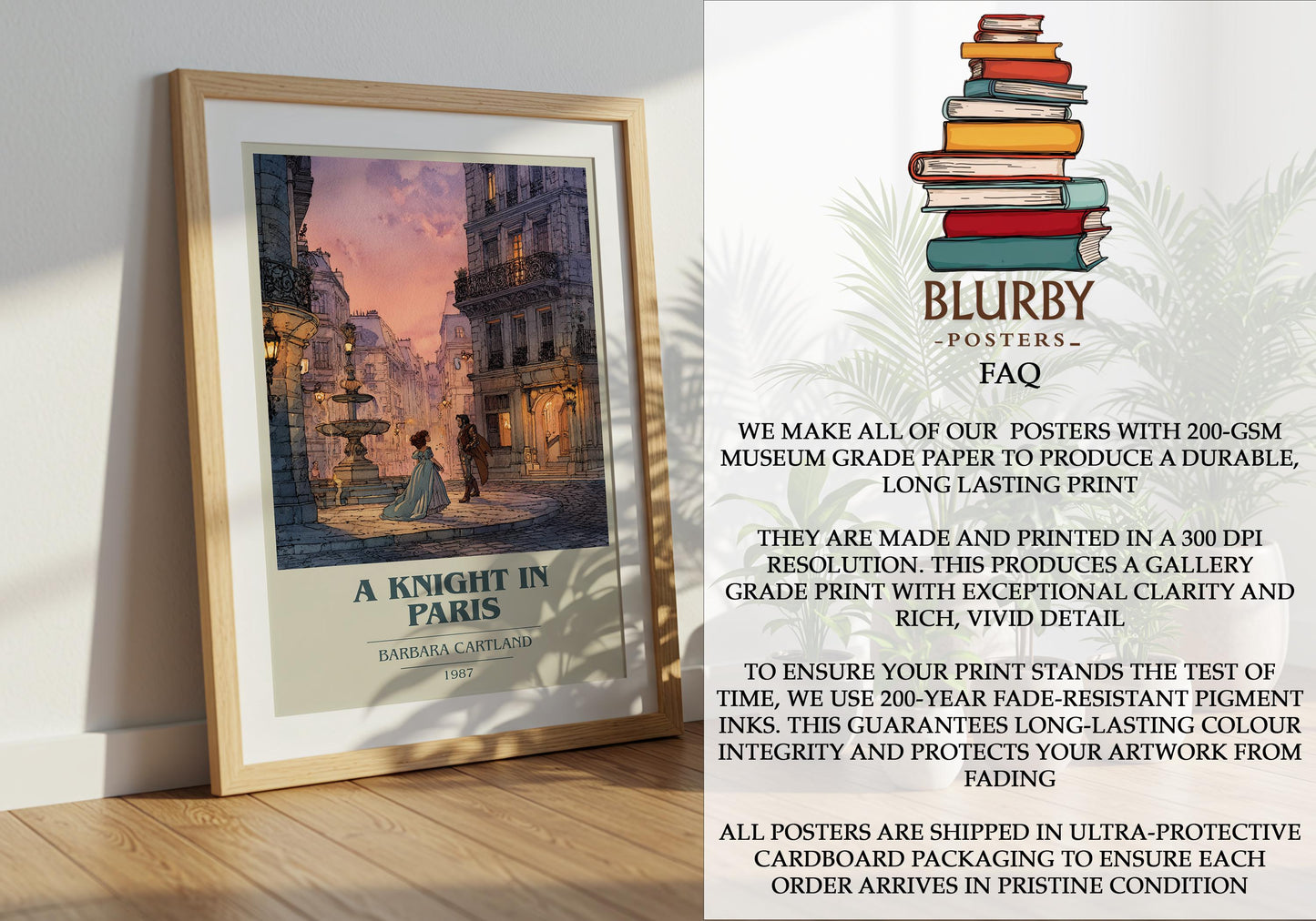 A Knight In Paris by Barbara Cartland | Book Poster | Literary Art Gift For Book Lover | Novel Inspired Wall Art | Free Delivery