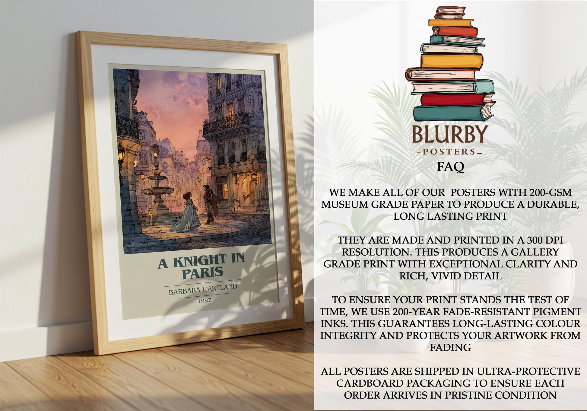 A Knight In Paris by Barbara Cartland | Book Poster | Literary Art Gift For Book Lover | Novel Inspired Wall Art | Free Delivery