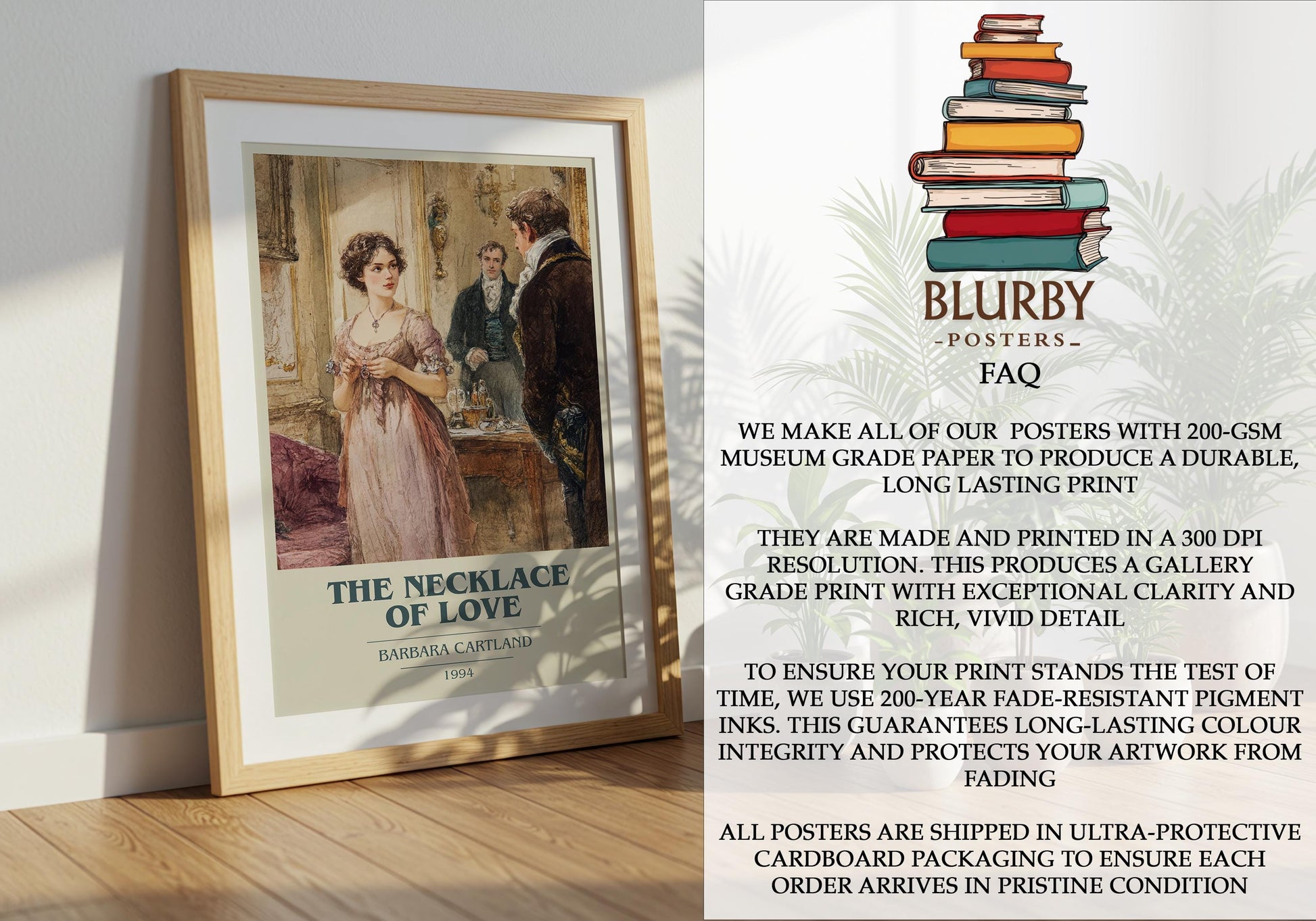 The Necklace Of Love by Barbara Cartland | Book Poster | Literary Art Gift For Book Lover | Novel Inspired Wall Art | Free Delivery