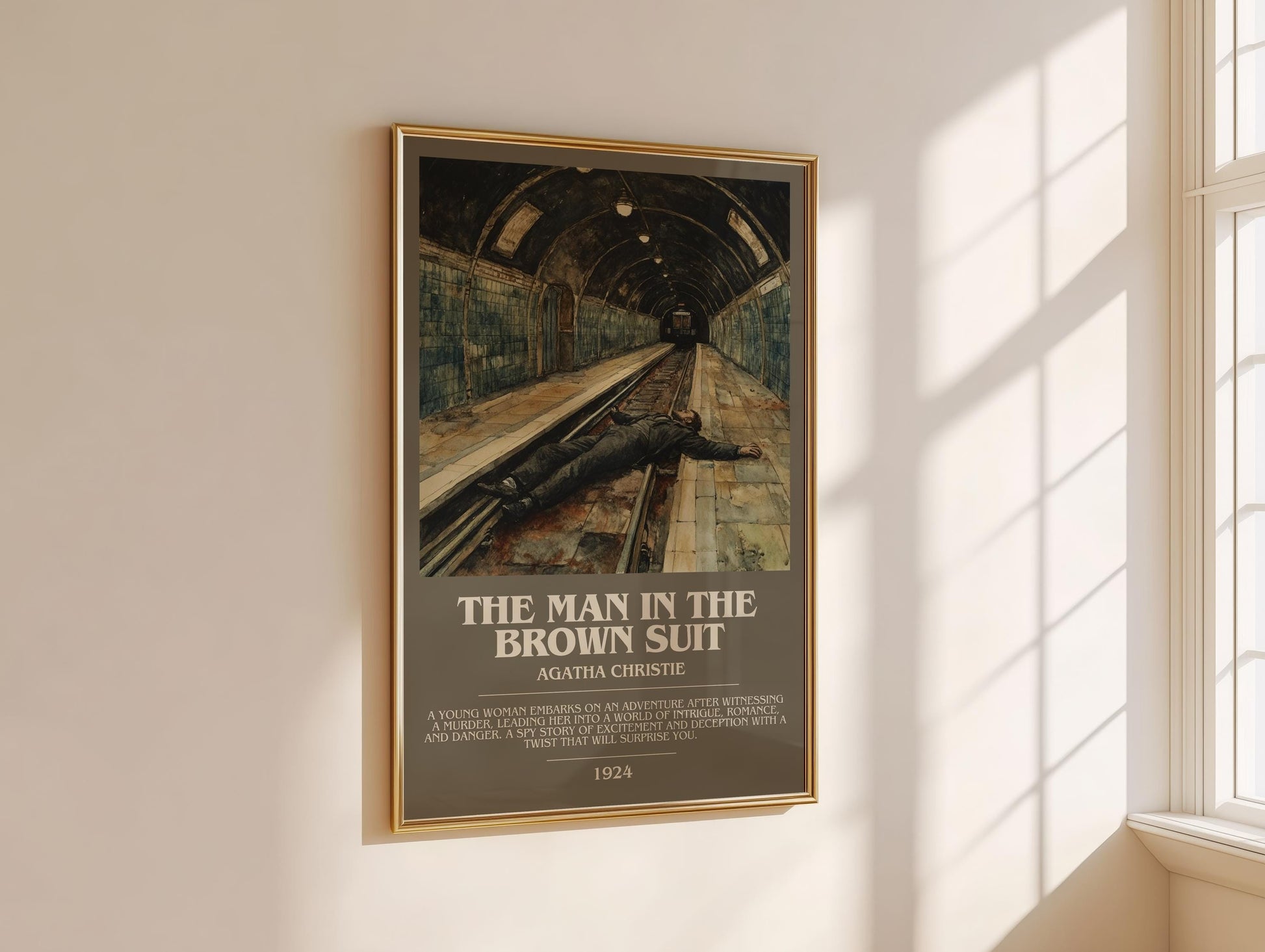 The Man in the Brown Suit bookish book poster framed on wall – mystery wall art