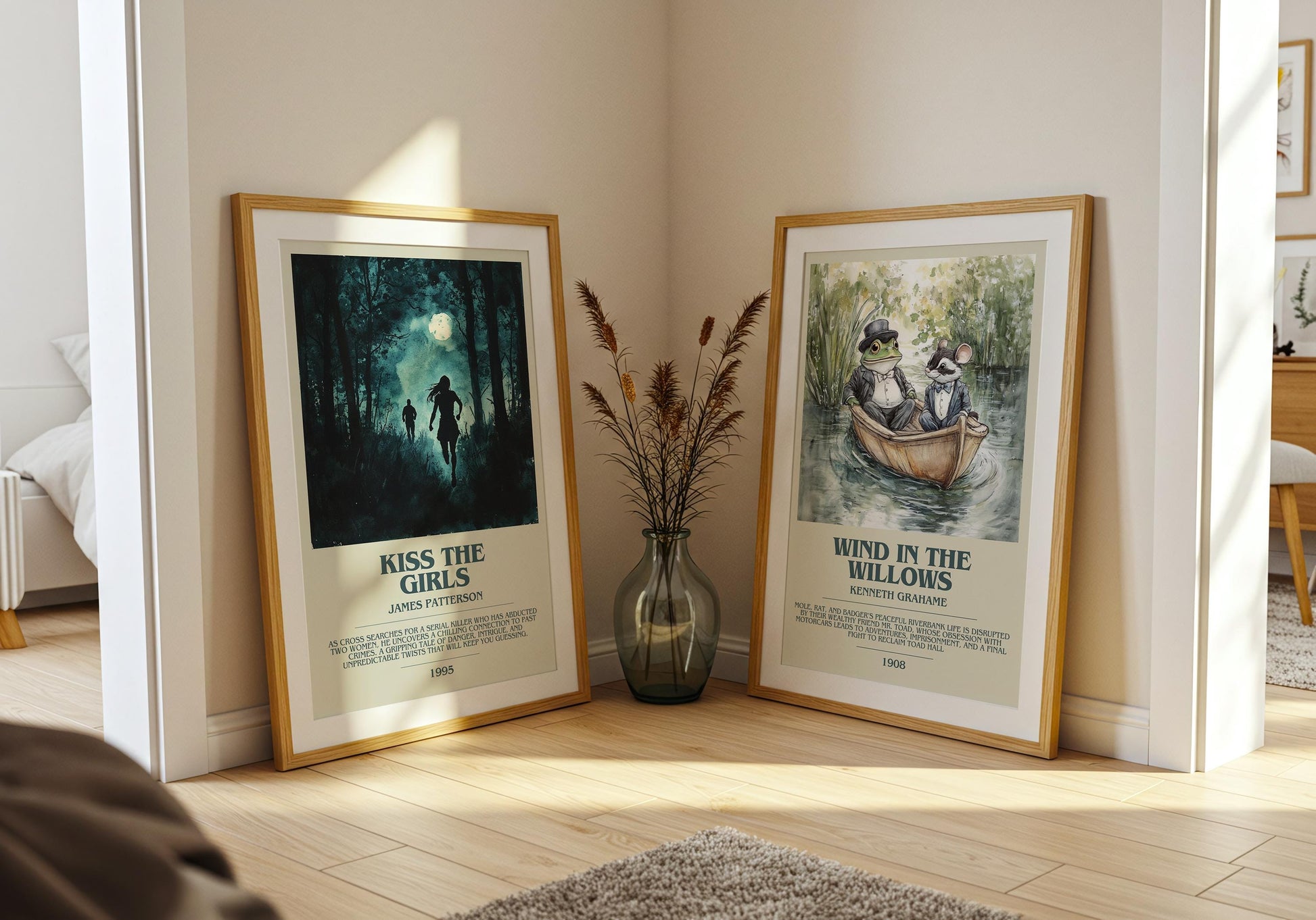 Kiss the Girls bookish poster paired in gallery wall – literary art prints