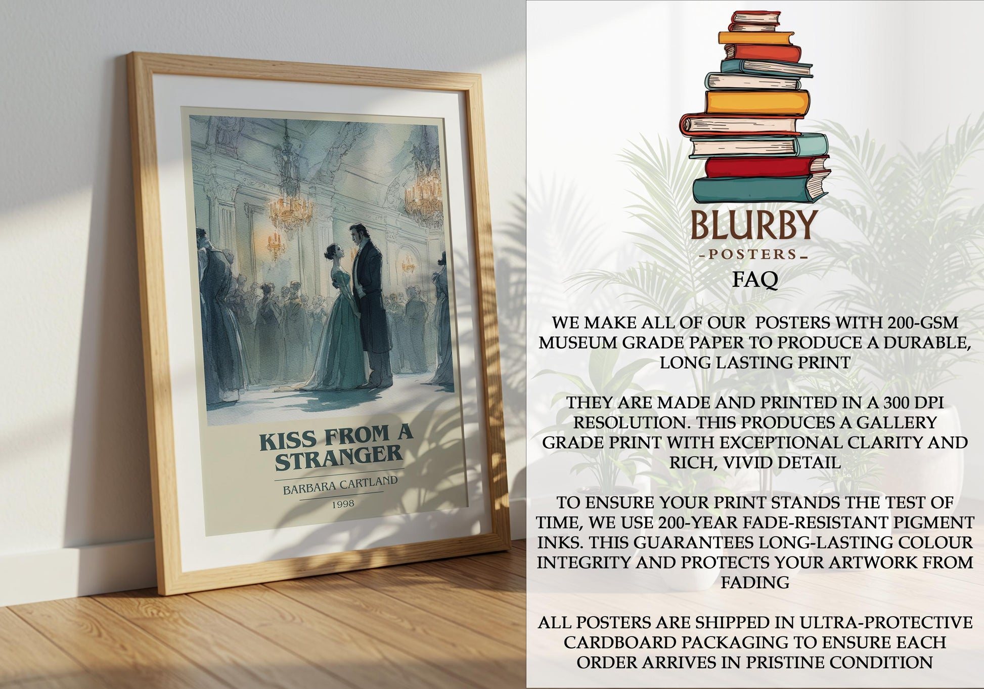 Kiss From A Stranger by Barbara Cartland | Book Poster | Literary Art Gift For Book Lover | Novel Inspired Wall Art | Free Delivery