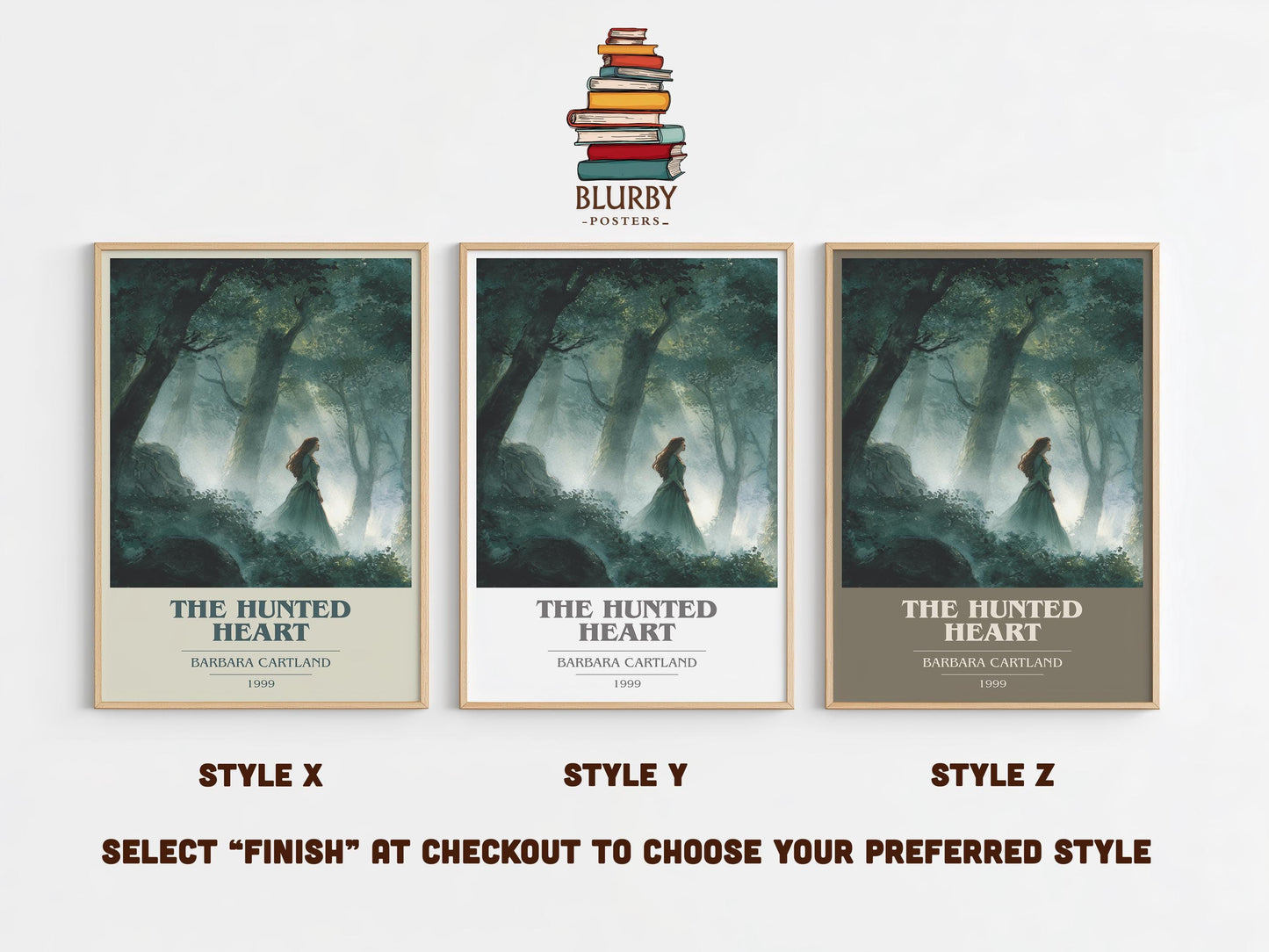 The Hunted Heart by Barbara Cartland | Book Poster | Literary Art Gift For Book Lover | Novel Inspired Wall Art | Free Delivery