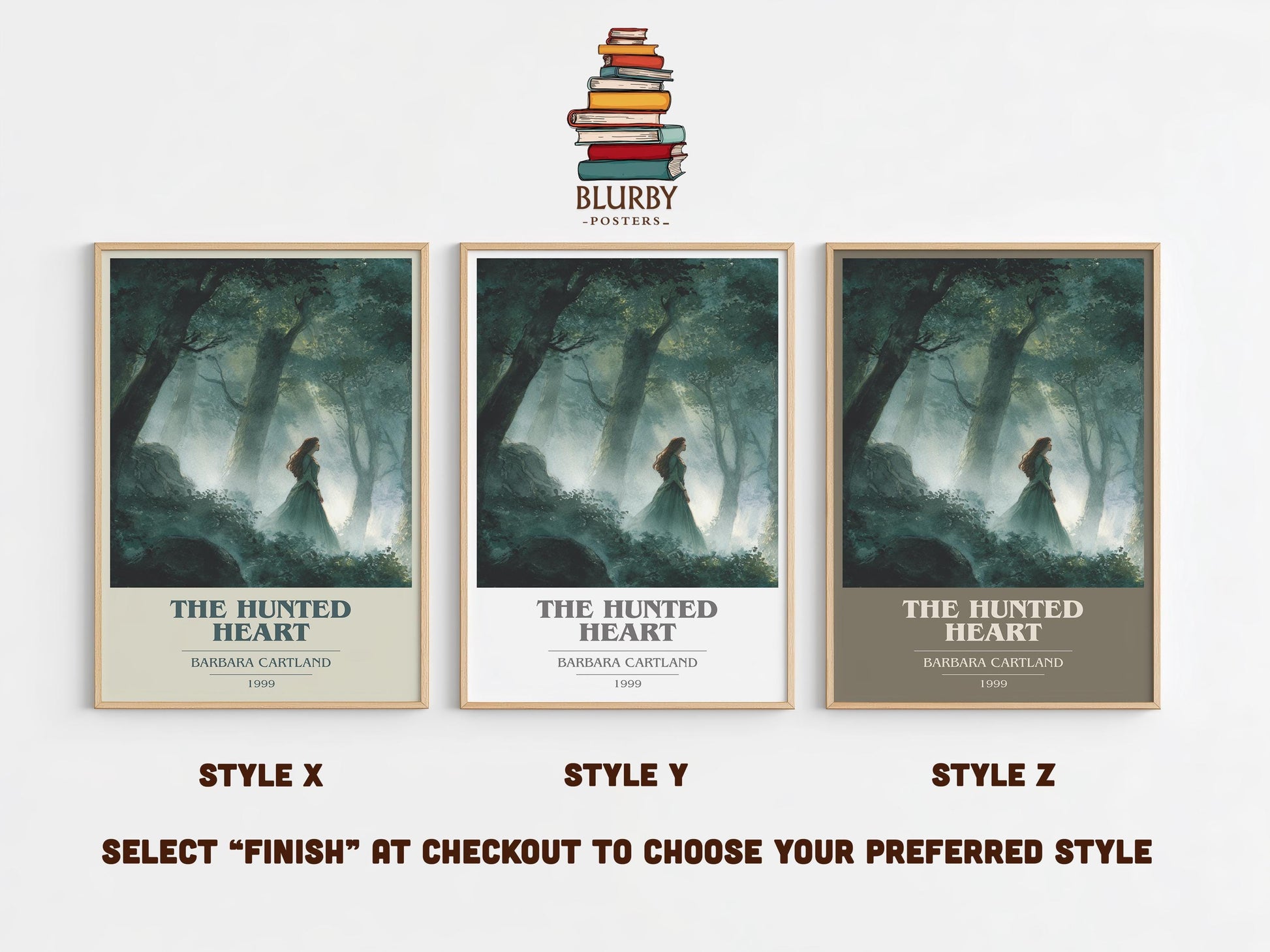 The Hunted Heart by Barbara Cartland | Book Poster | Literary Art Gift For Book Lover | Novel Inspired Wall Art | Free Delivery