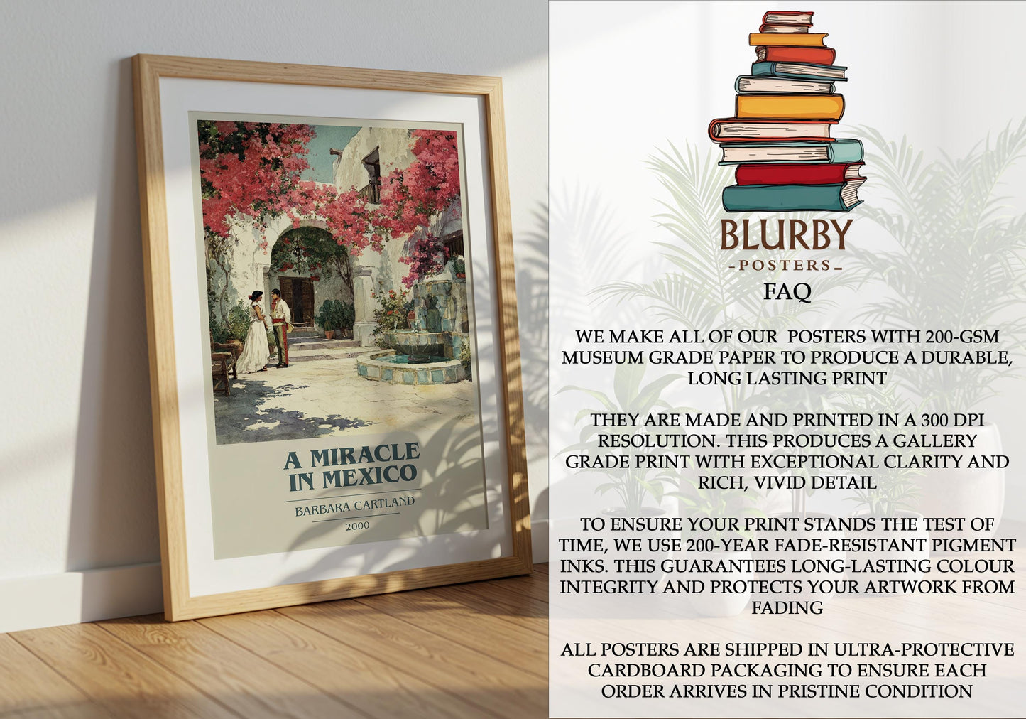 A Miracle In Mexico by Barbara Cartland | Book Poster | Literary Art Gift For Book Lover | Novel Inspired Wall Art | Free Delivery