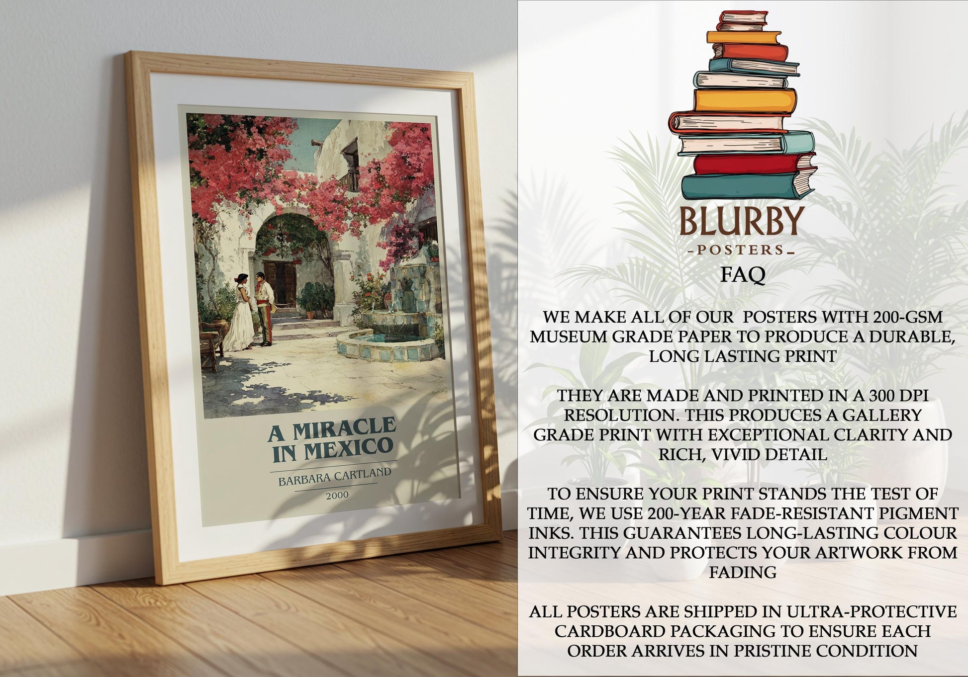 A Miracle In Mexico by Barbara Cartland | Book Poster | Literary Art Gift For Book Lover | Novel Inspired Wall Art | Free Delivery