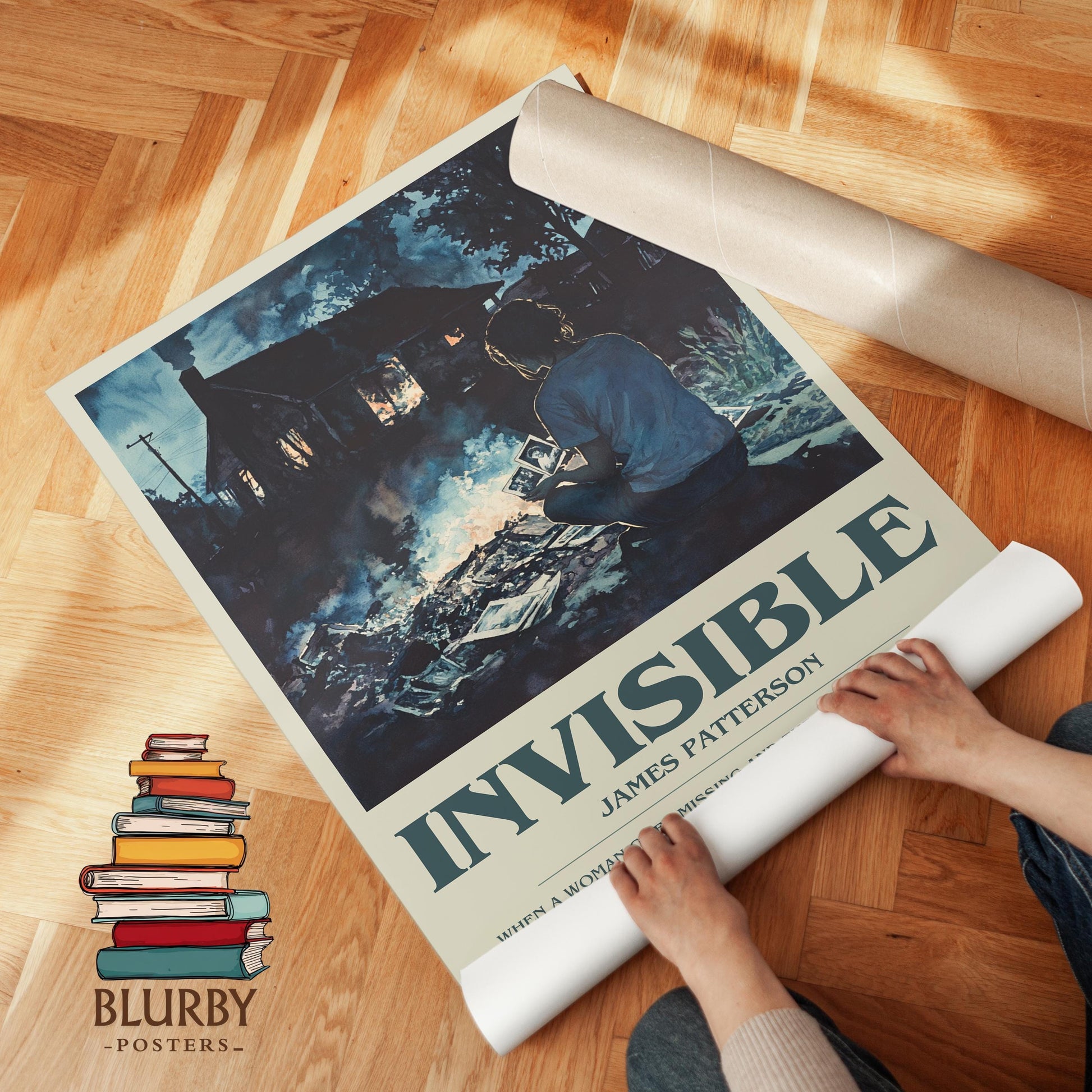 Invisible book poster packaging – museum-quality print rolled in protective tube