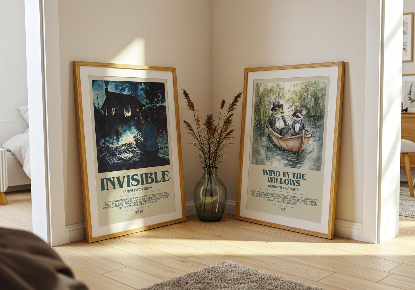 Invisible bookish poster paired in gallery wall – literary art prints
