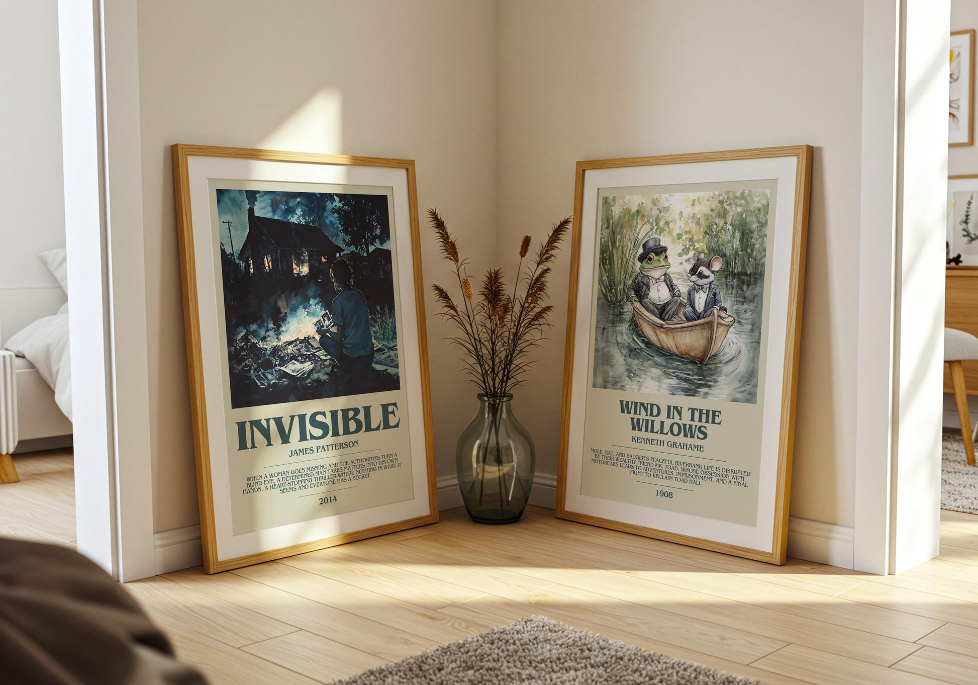 Invisible bookish poster paired in gallery wall – literary art prints