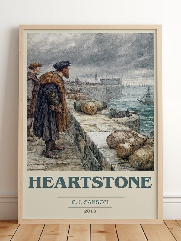 Heartstone book cover print in frame leaning in hallway – historical fiction wall art