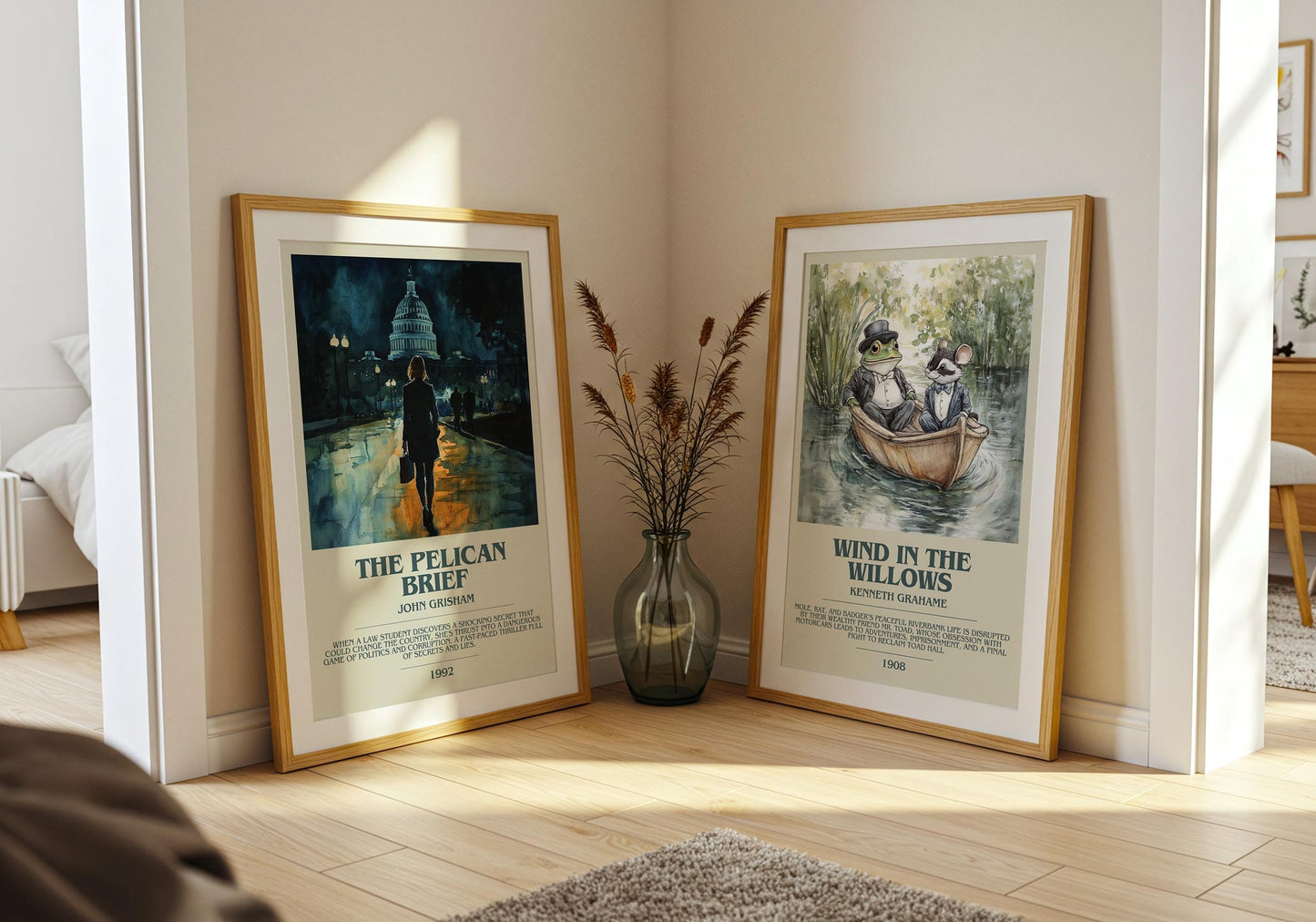 The Pelican Brief bookish poster paired in gallery wall – literary art prints