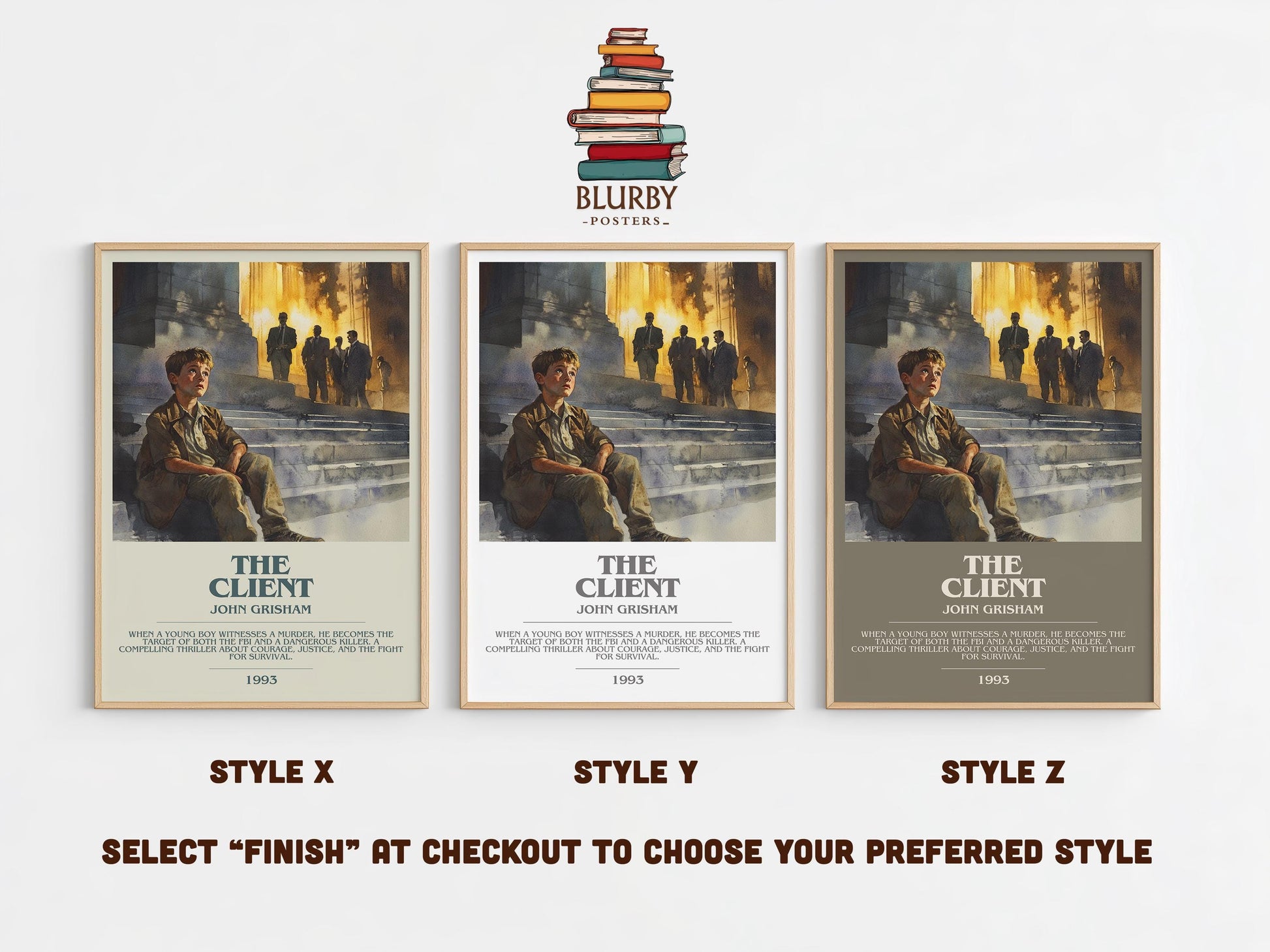 The Client bookish poster colour and style options – John Grisham book art
