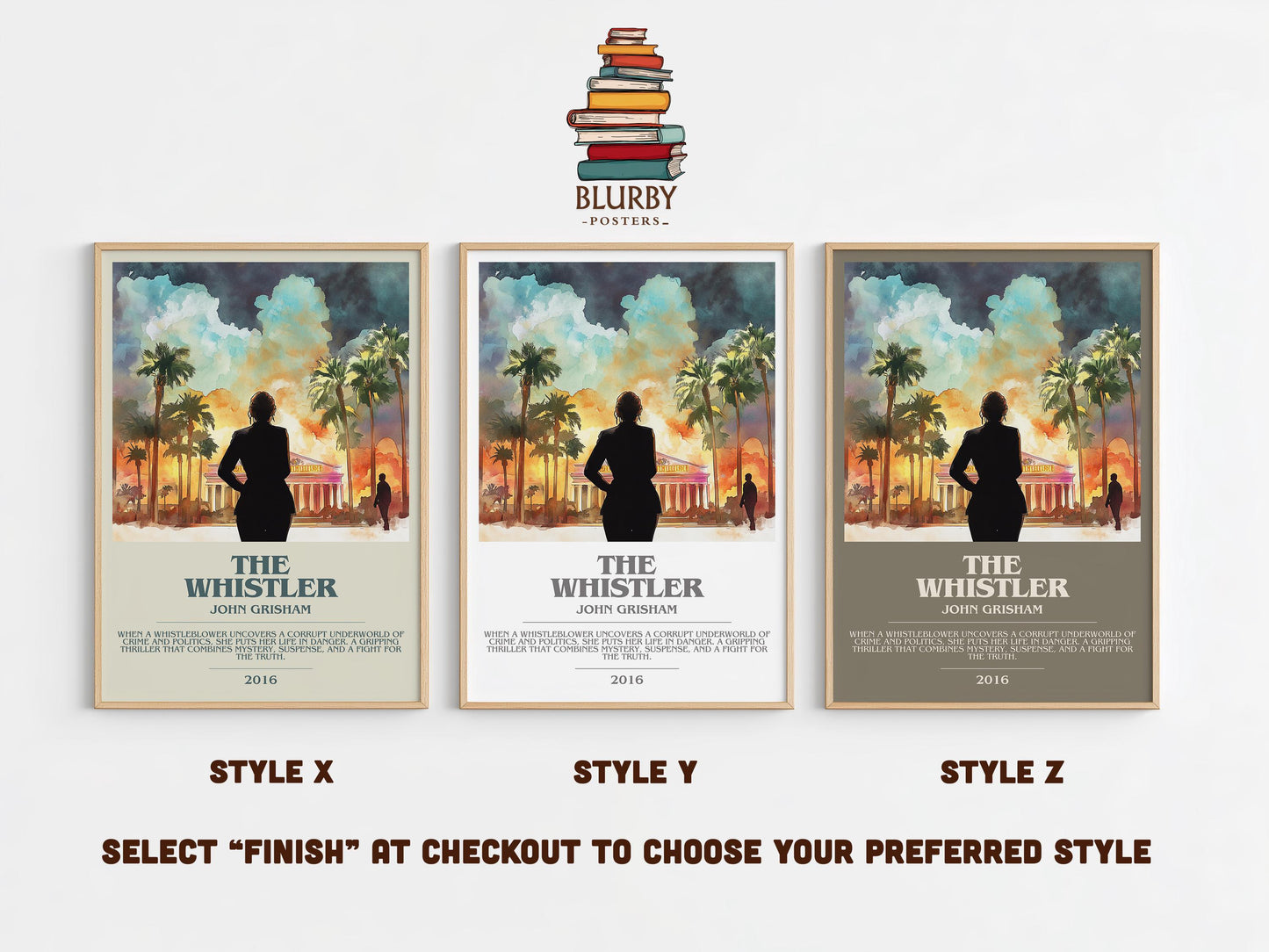 The Whistler bookish poster colour and style options – John Grisham book art