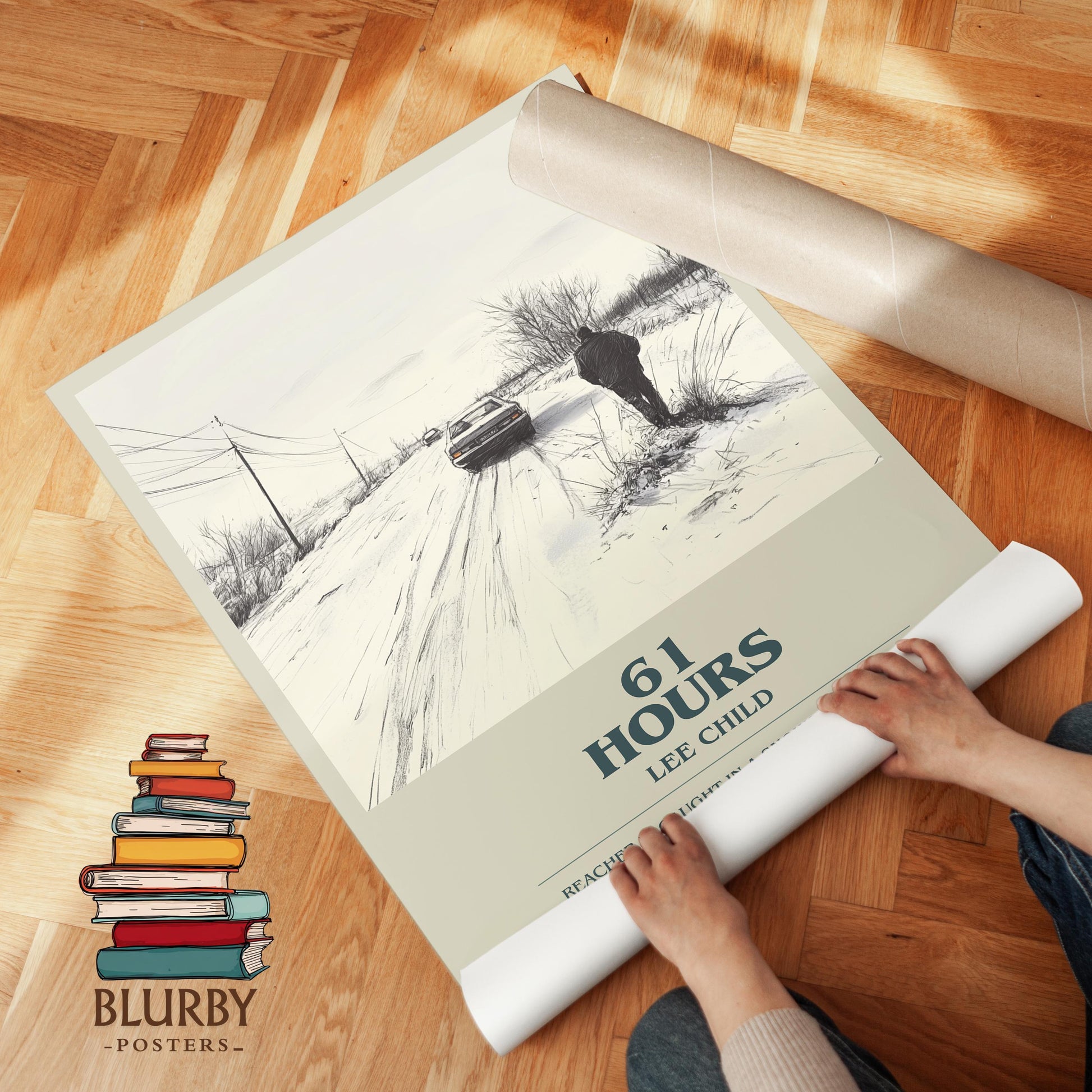 61 Hours by Lee Child | Descriptive Modern Book Art | Poster