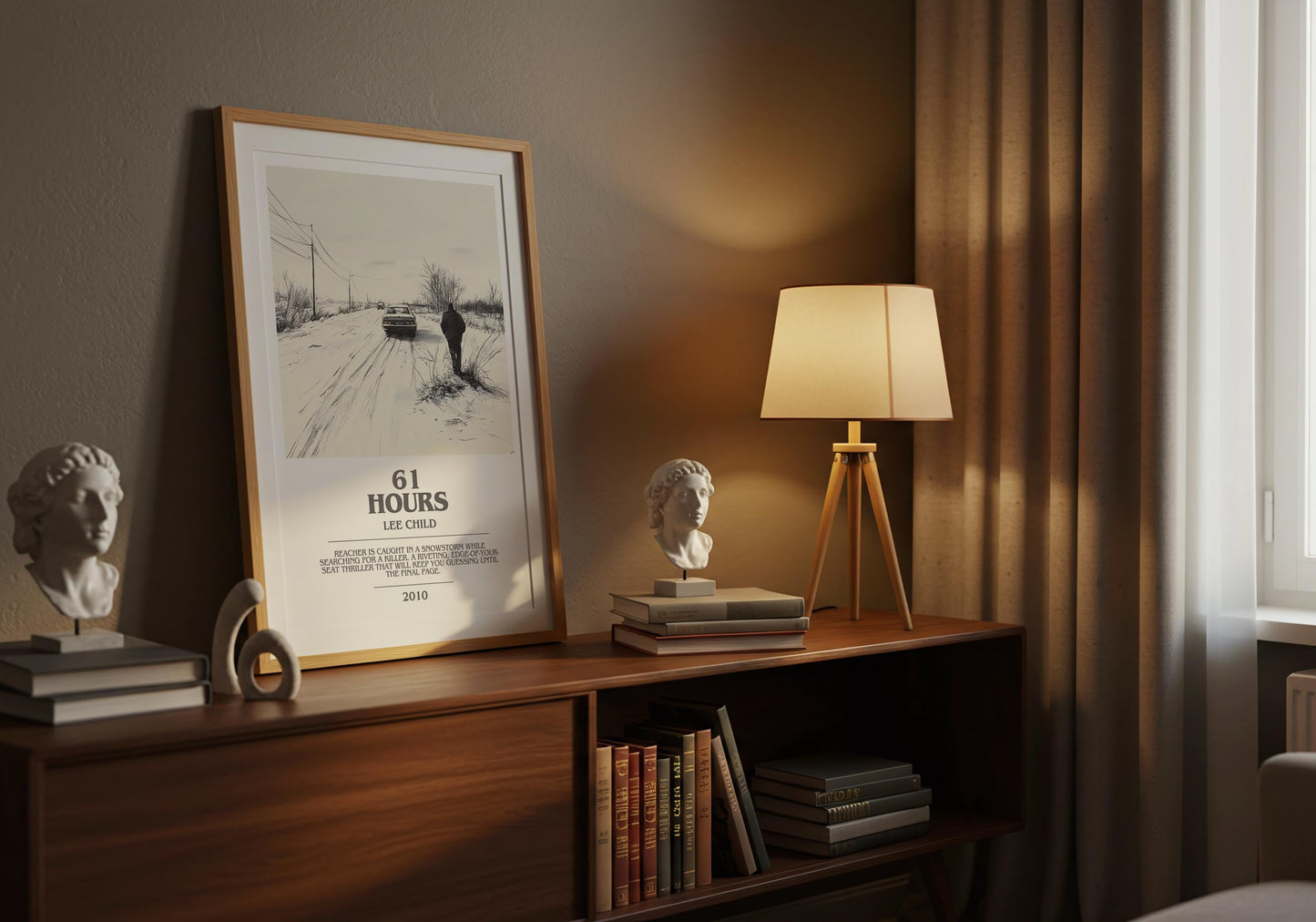 61 Hours by Lee Child | Descriptive Modern Book Art | Poster