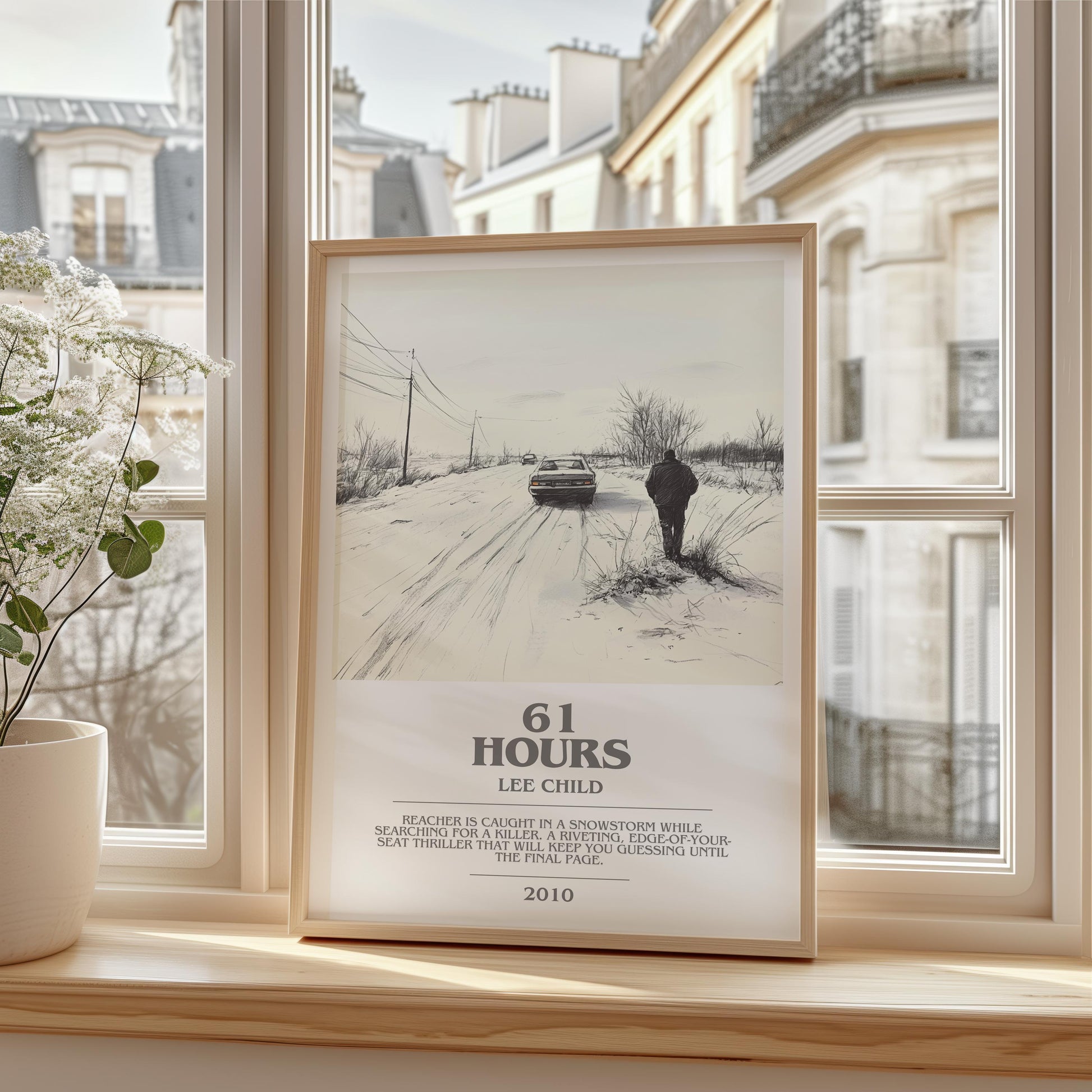 61 Hours by Lee Child | Descriptive Modern Book Art | Poster