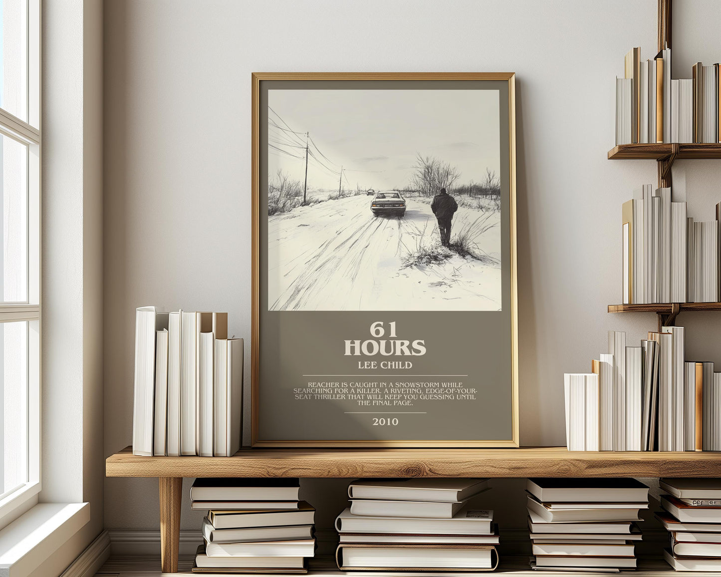 61 Hours by Lee Child | Descriptive Modern Book Art | Poster