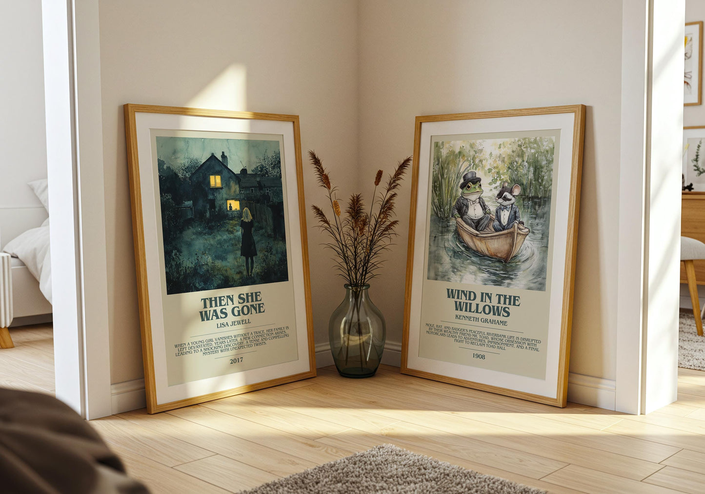 Then She Was Gone bookish poster paired in gallery wall – literary art prints