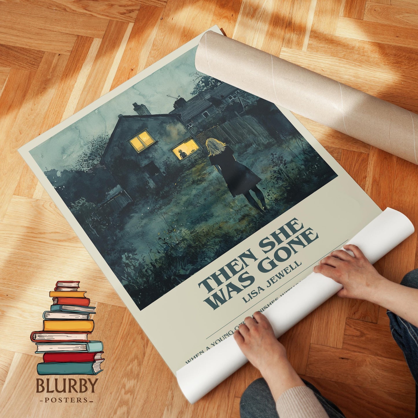 Then She Was Gone book poster packaging – museum-quality print rolled in protective tube