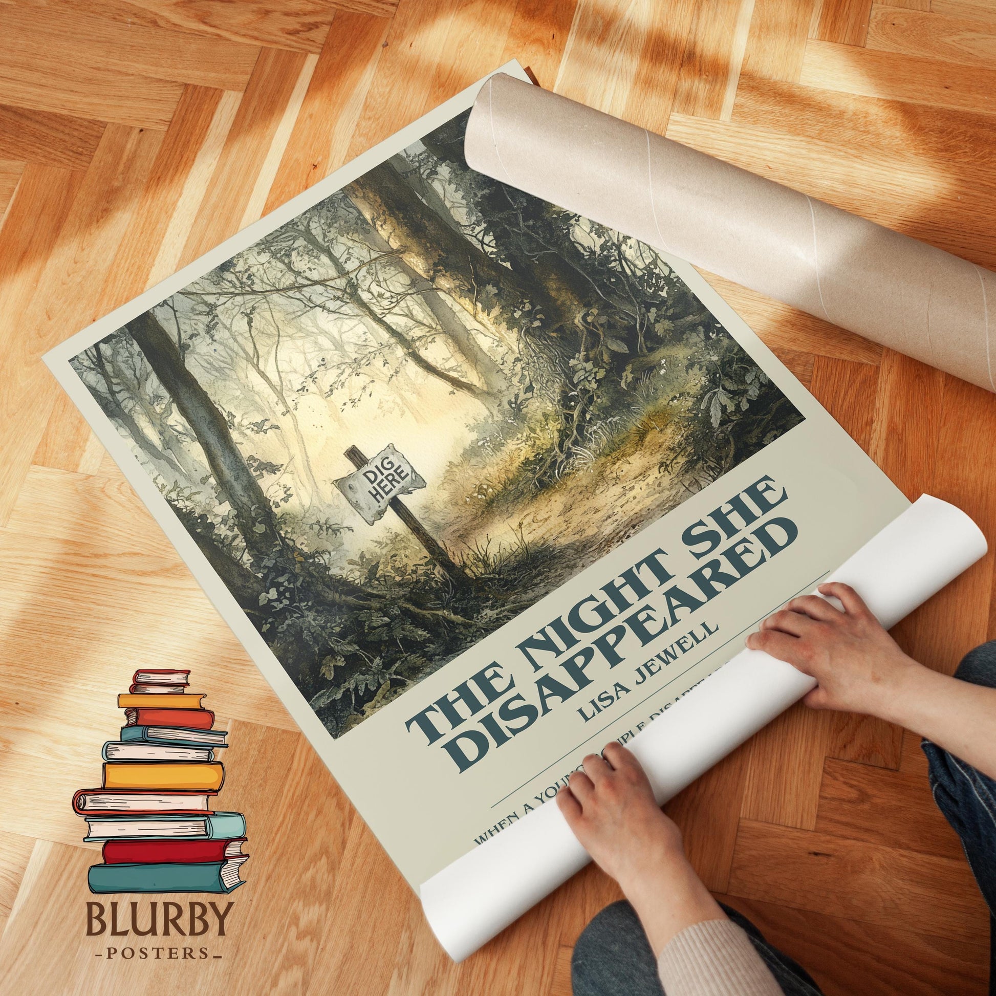 The Night She Disappeared book poster packaging – museum-quality print rolled in protective tube