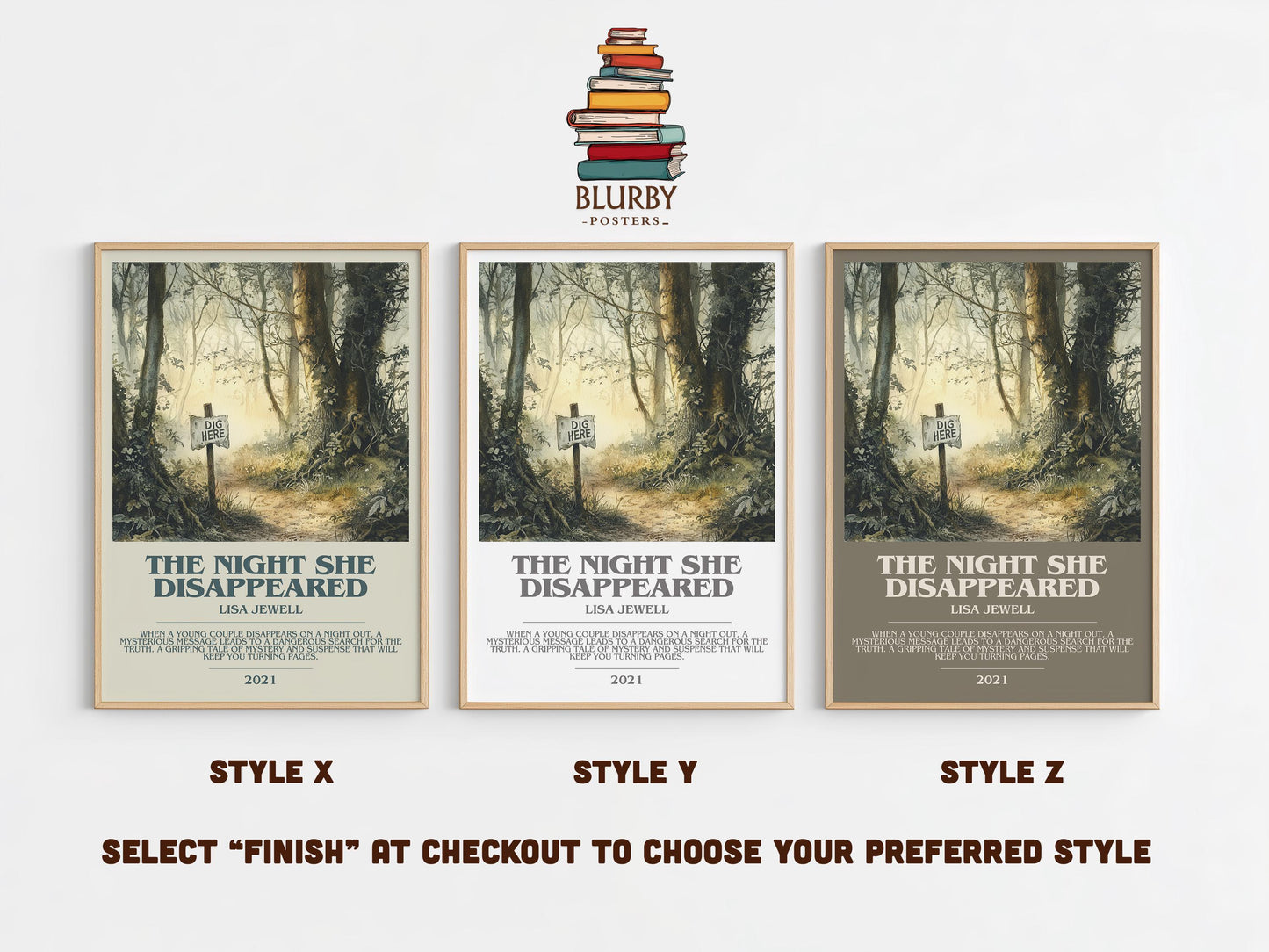 The Night She Disappeared bookish poster colour and style options – Lisa Jewell book art