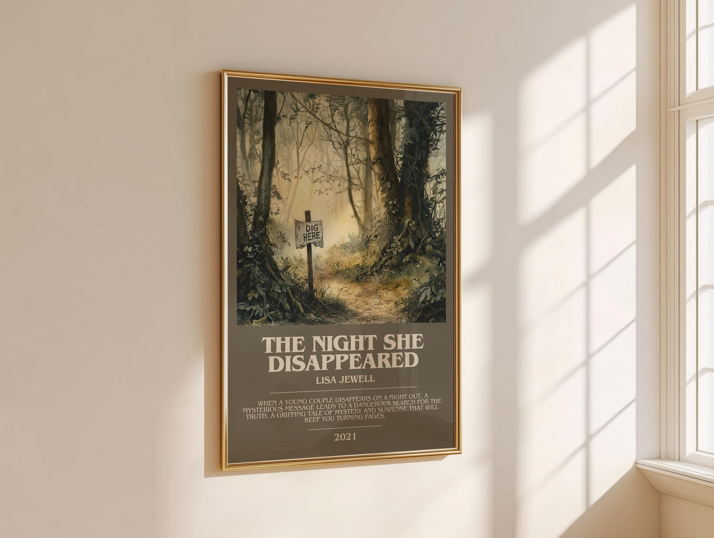 The Night She Disappeared bookish book poster framed on wall – thriller wall art