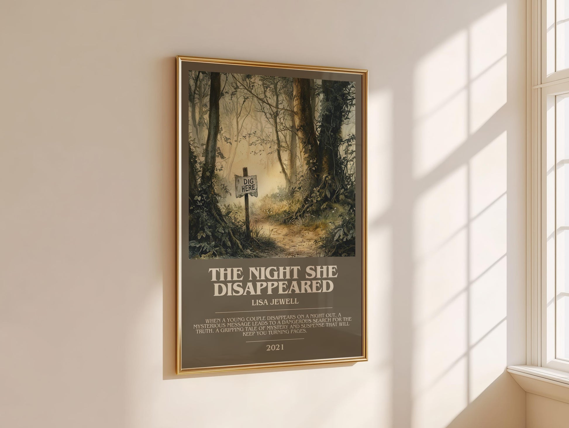 The Night She Disappeared bookish book poster framed on wall – thriller wall art