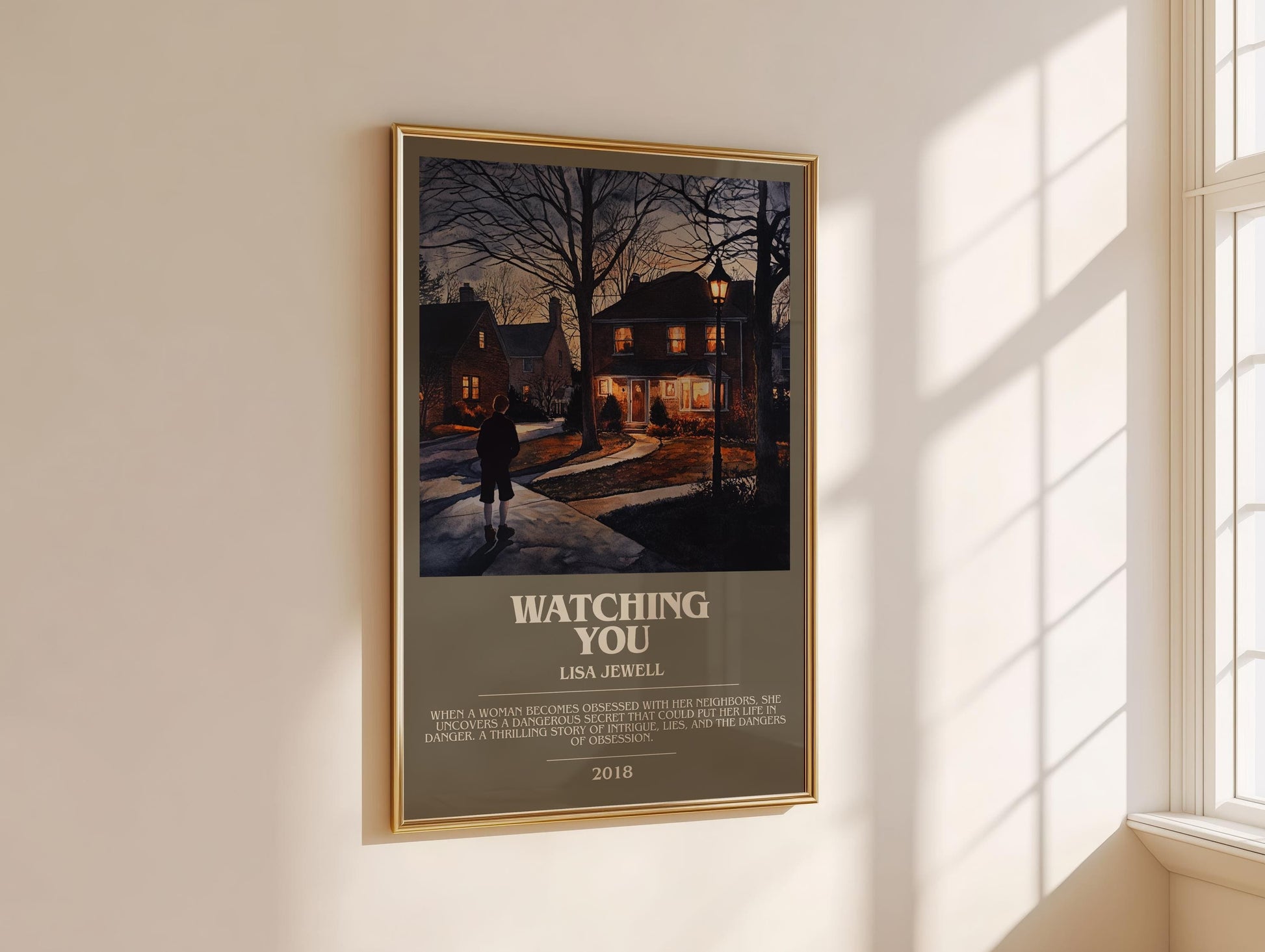 Watching You bookish book poster framed on wall – thriller wall art