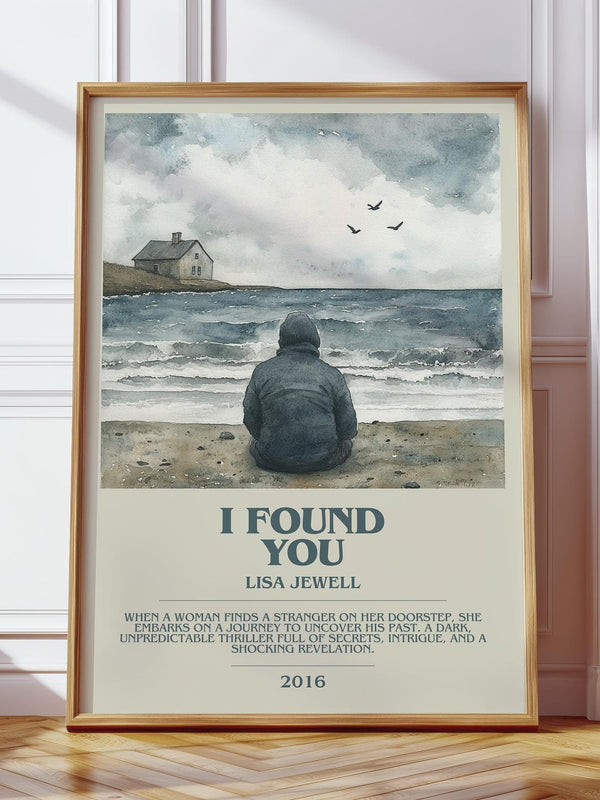 I Found You bookish print in frame leaning in hallway – contemporary fiction wall art