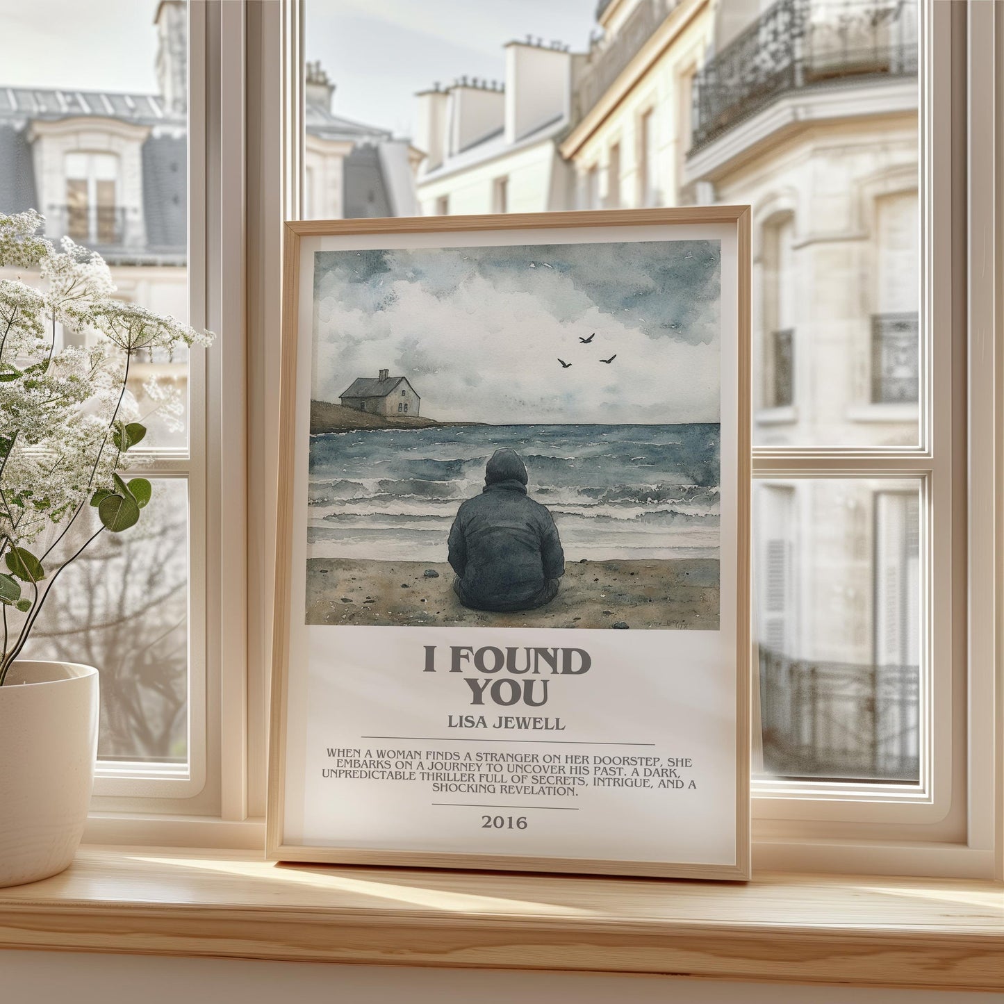 I Found You bookish print framed by window – literary home decor