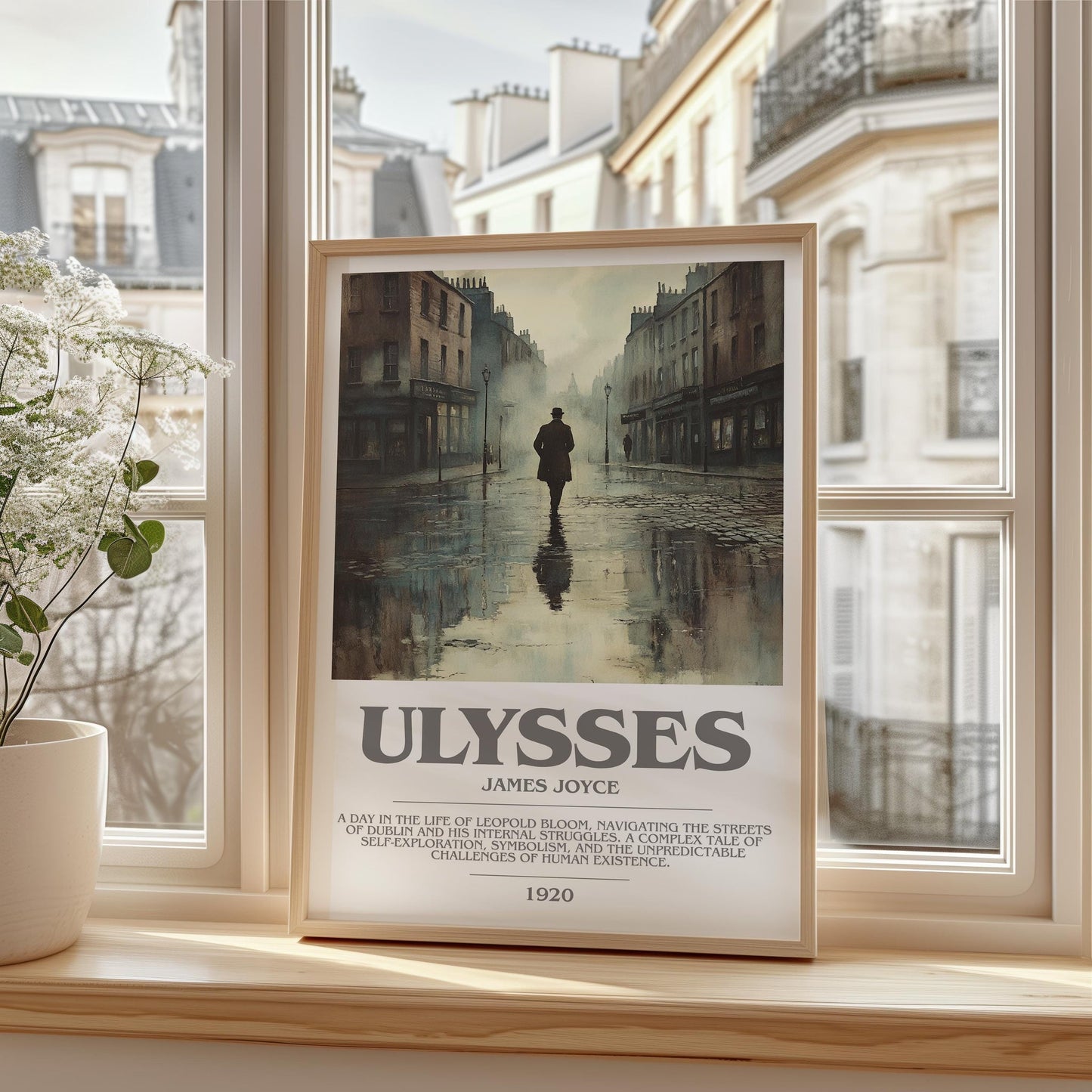 Ulysses bookish print framed by window – literary home decor